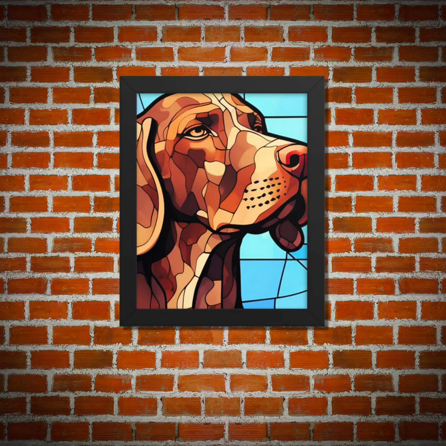 Pointer Stained Glass Look Framed poster