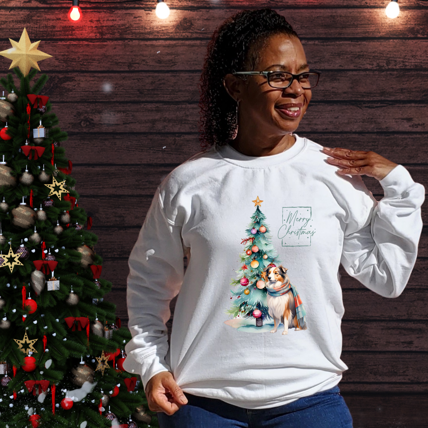 Merry Christmas Australian Shepherd Unisex Heavy Blend™ Crewneck Sweatshirt