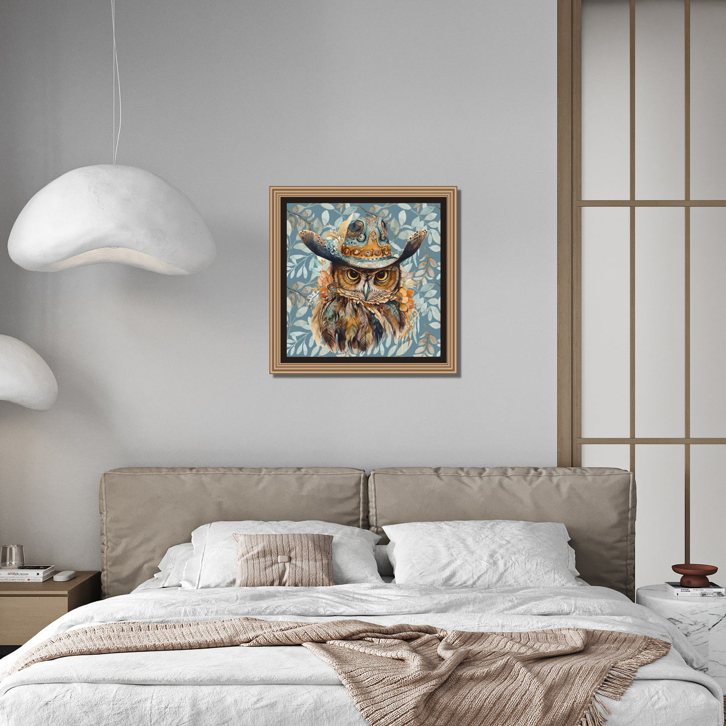 Orvis Boho Owl in Hat Art Poster