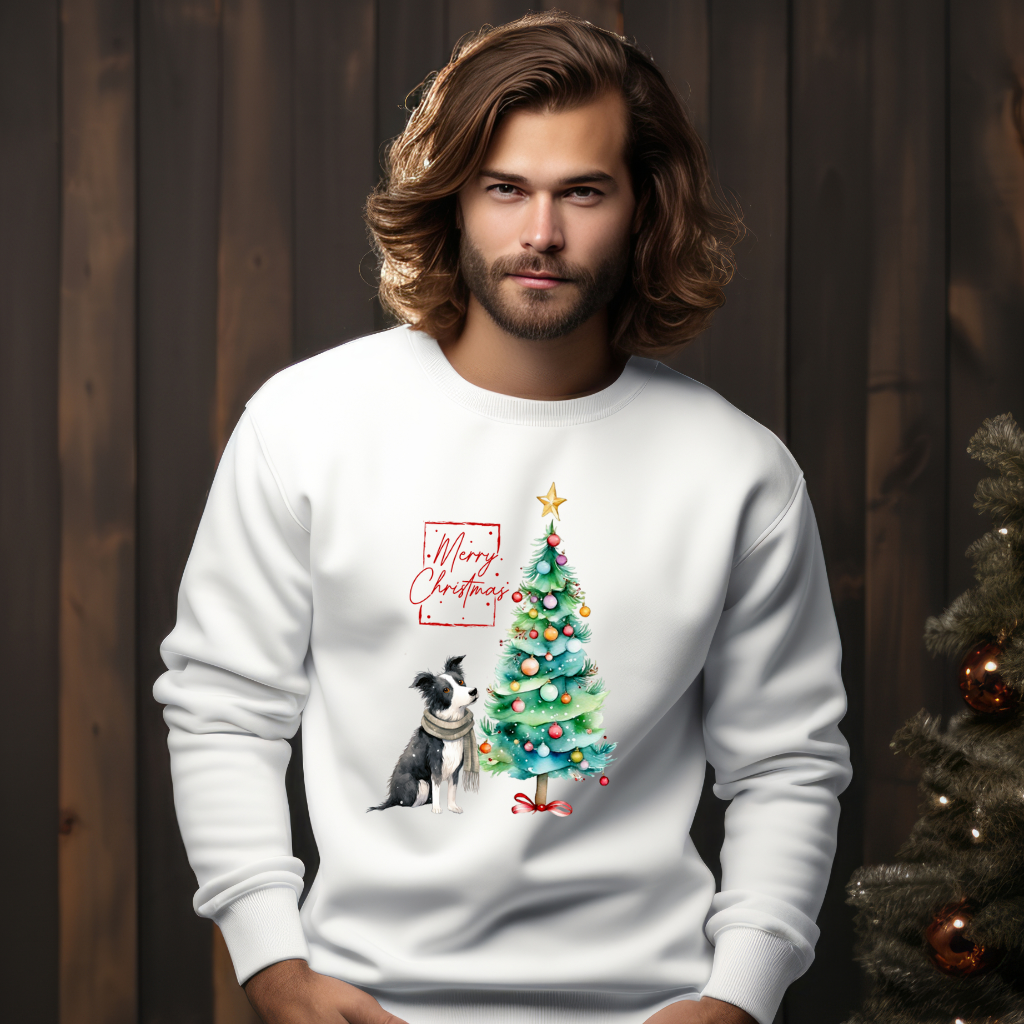 Merry Christmas Border Collie Unisex Heavy Blend™ Crewneck Sweatshirt