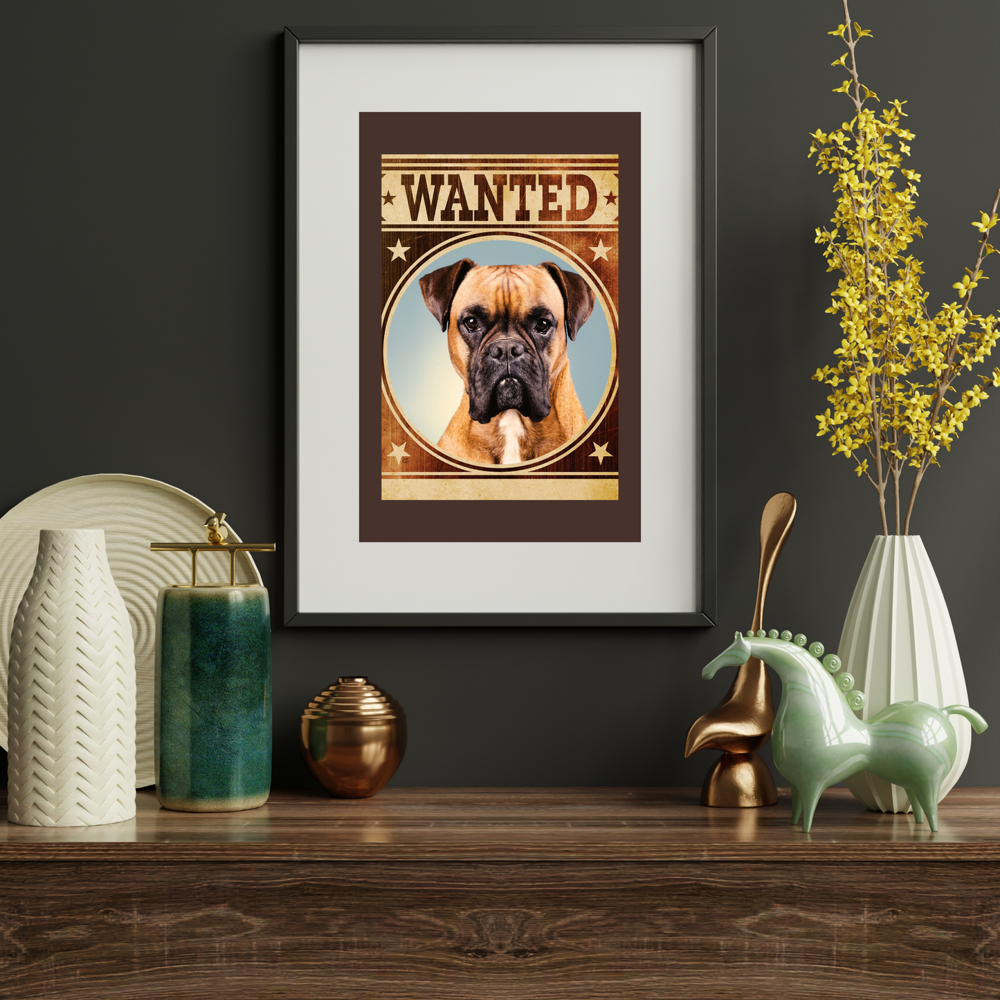 Boxer Mug Shot Wanted Poster