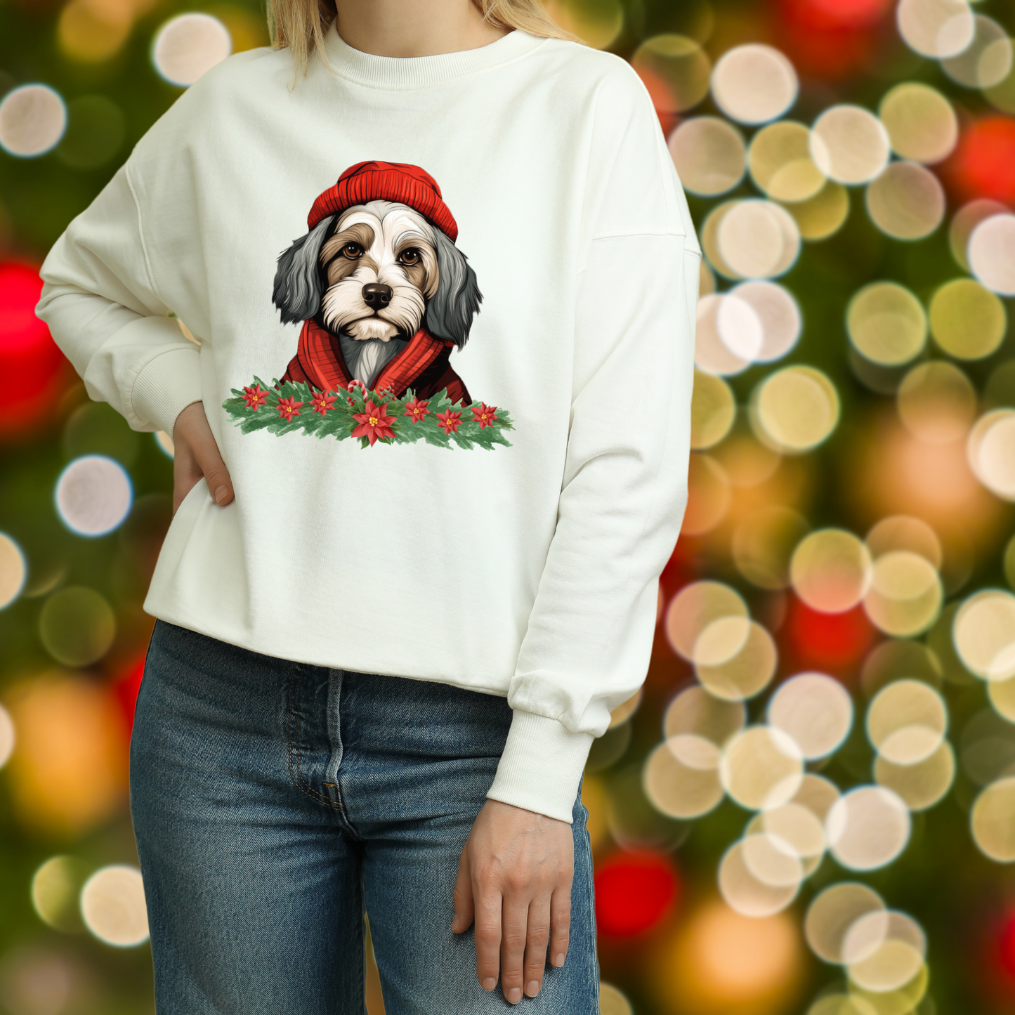 Havanese in Hat & Scarf Christmas Unisex Heavy Blend™ Crewneck Sweatshirt