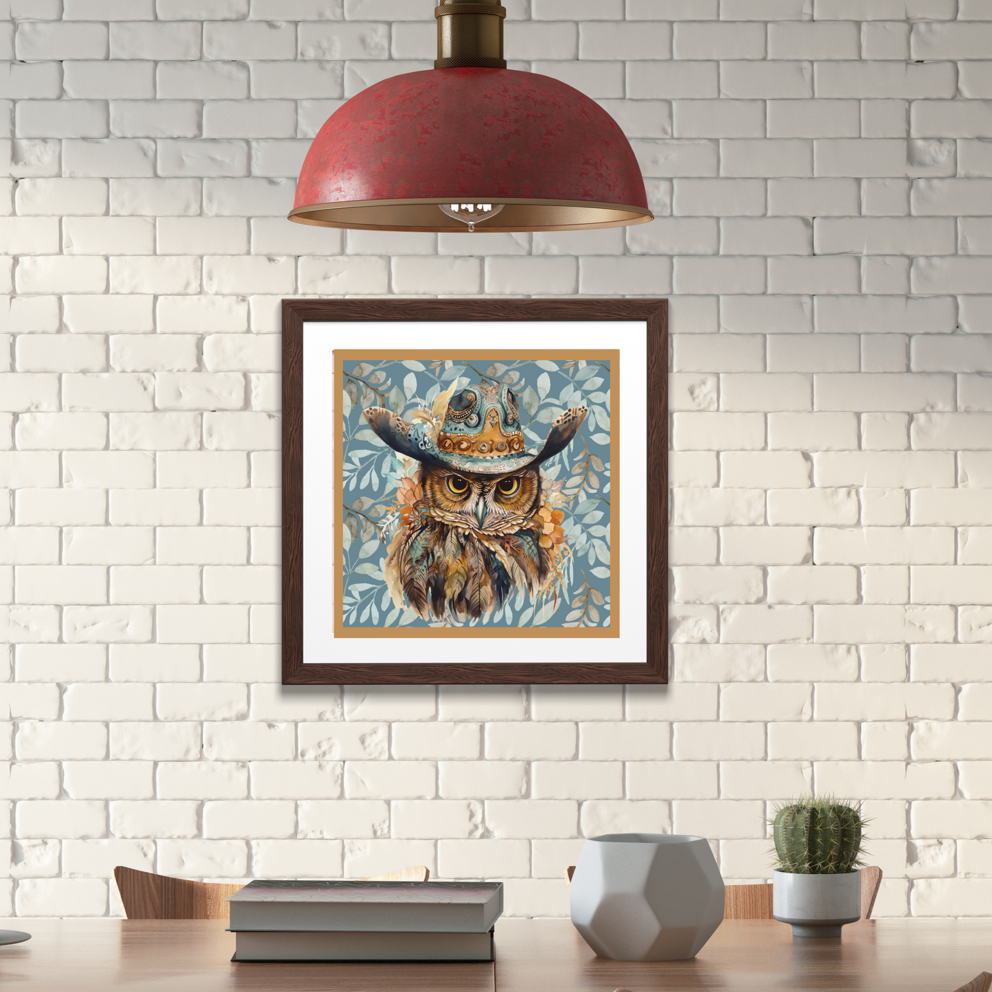 Orvis Boho Owl in Hat Art Poster