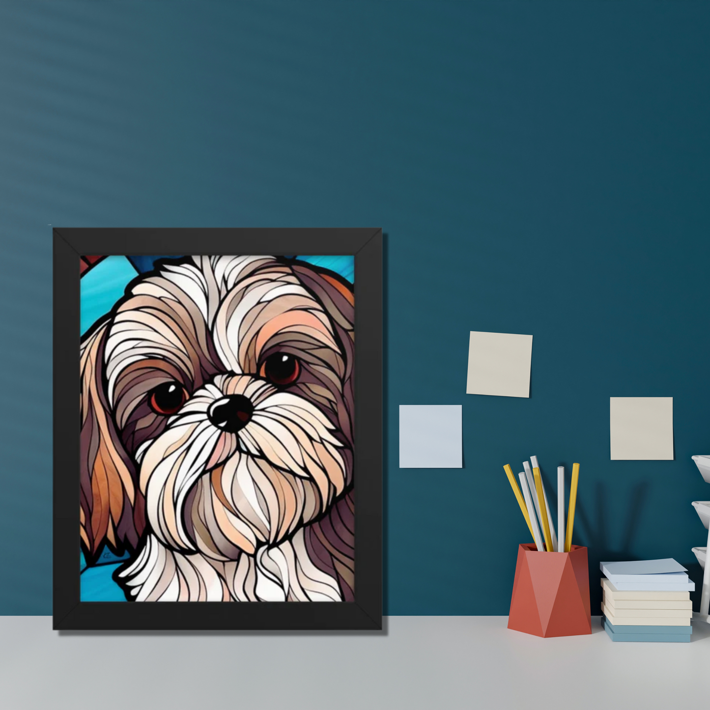 Shih Tzu Stained Glass Look Framed poster