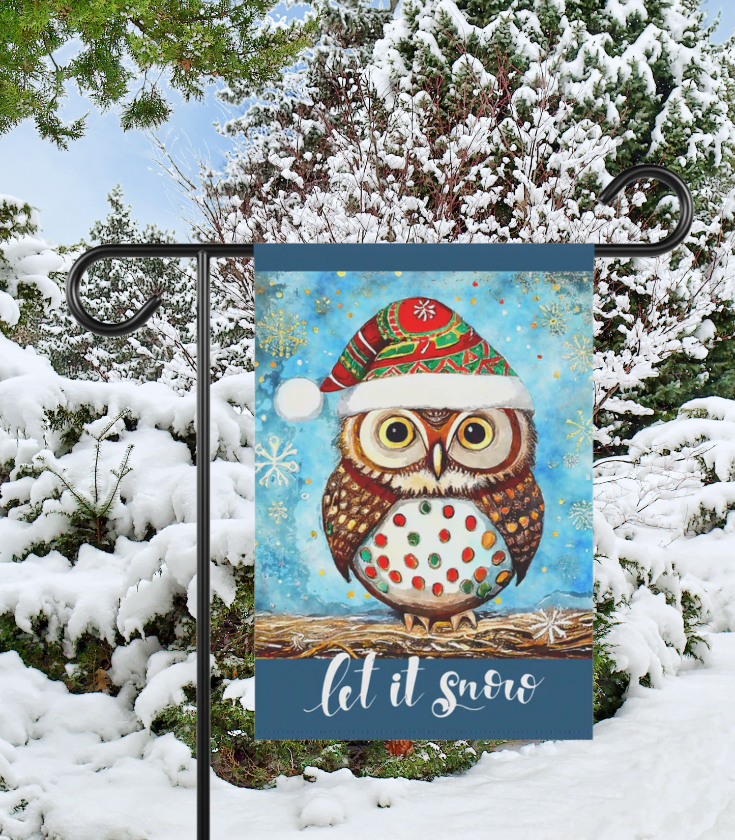 Let It Snow Owl 2-Sided Garden Banner