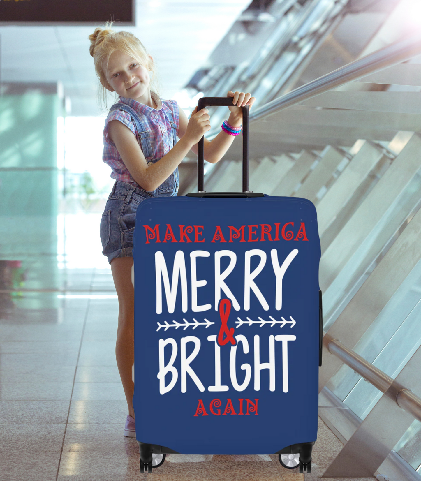 Bold Make America Merry & Bright Again Royal Luggage Cover