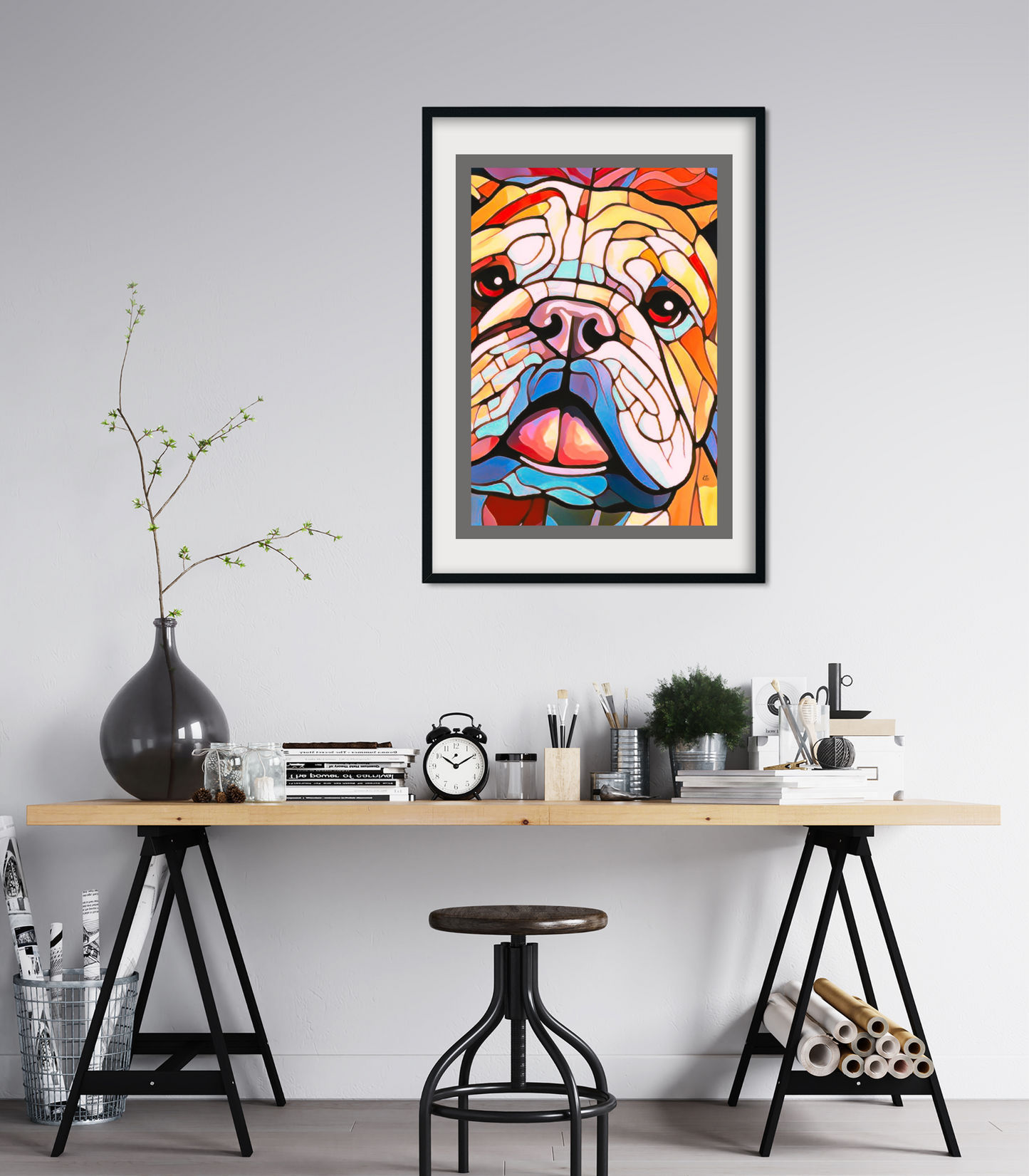 Leroy Bulldog Abstract Poster