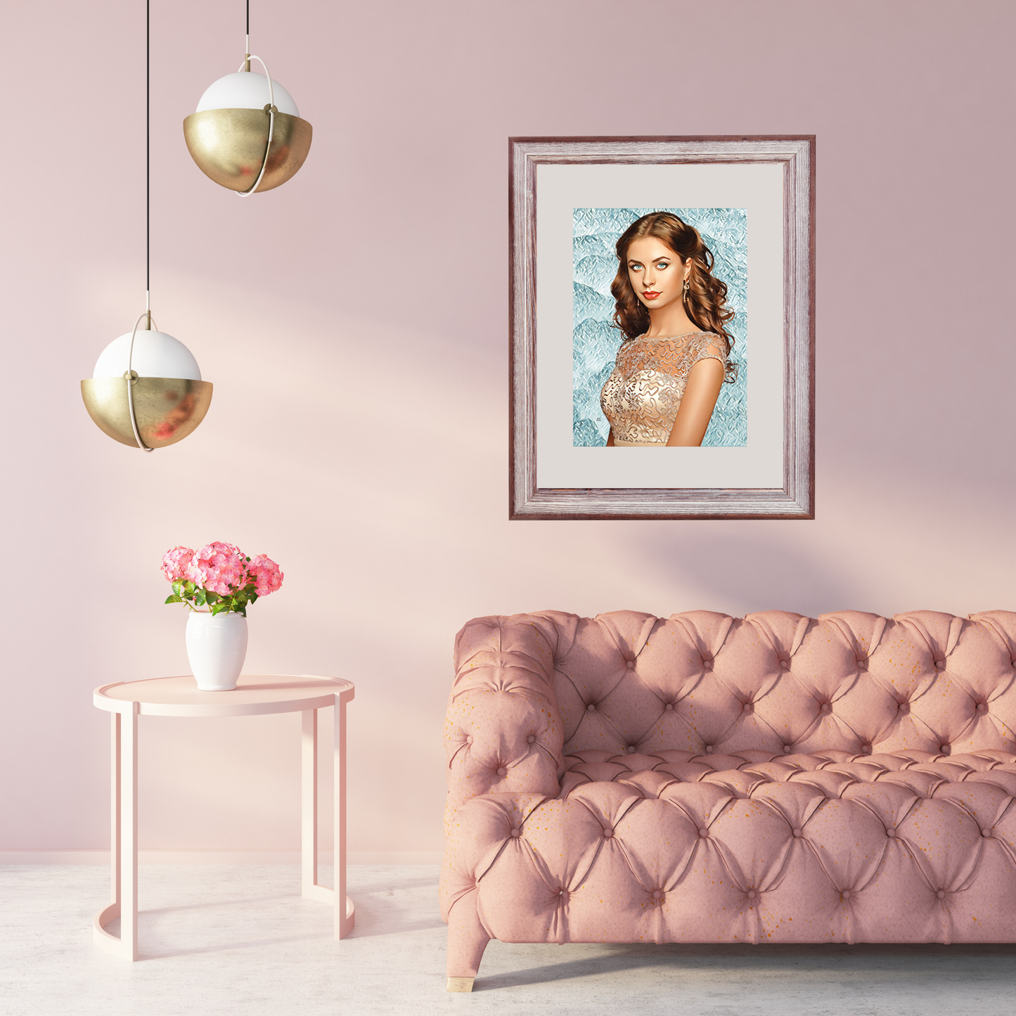 Delorna Woman in Formal Long Hair Portrait Art Poster