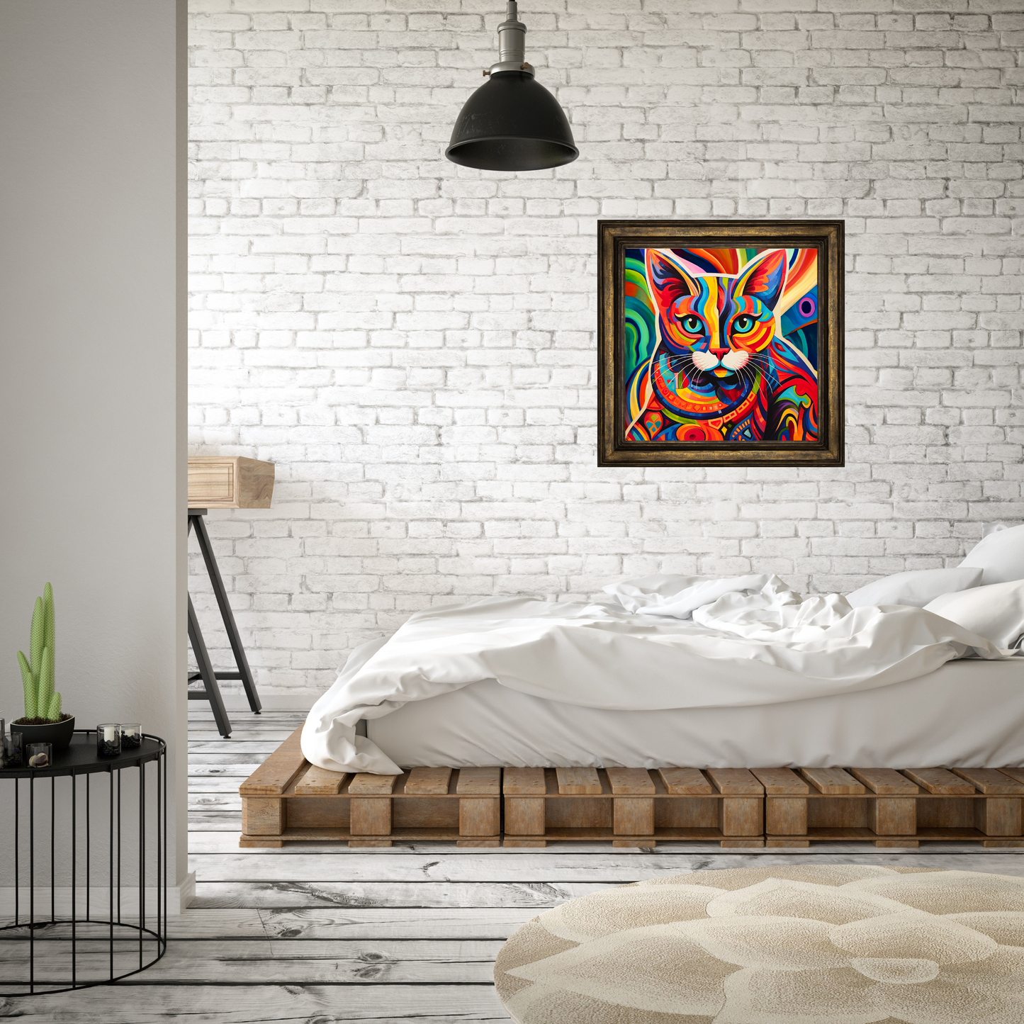 Saffron Colorful Abstract Cat Poster