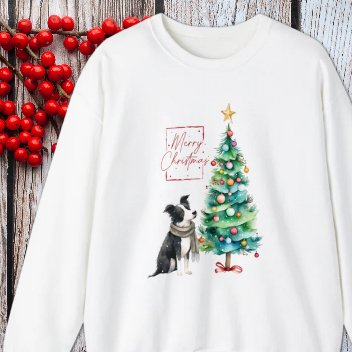 Merry Christmas Border Collie Unisex Heavy Blend™ Crewneck Sweatshirt