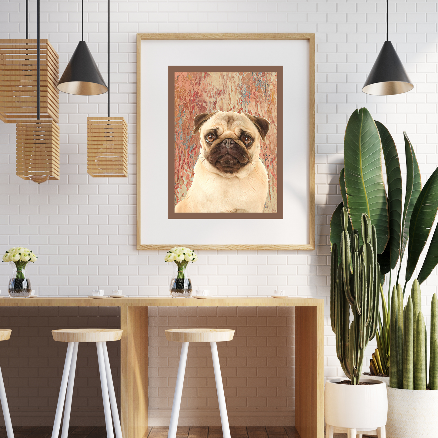 Mug Shot Blonde Pug Art Poster