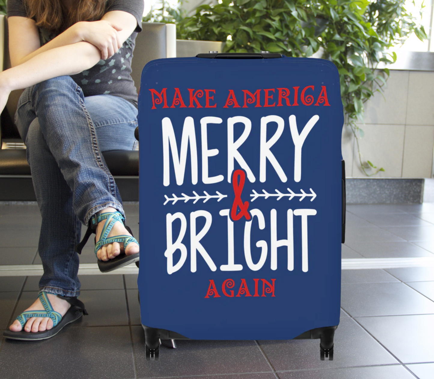 Bold Make America Merry & Bright Again Royal Luggage Cover