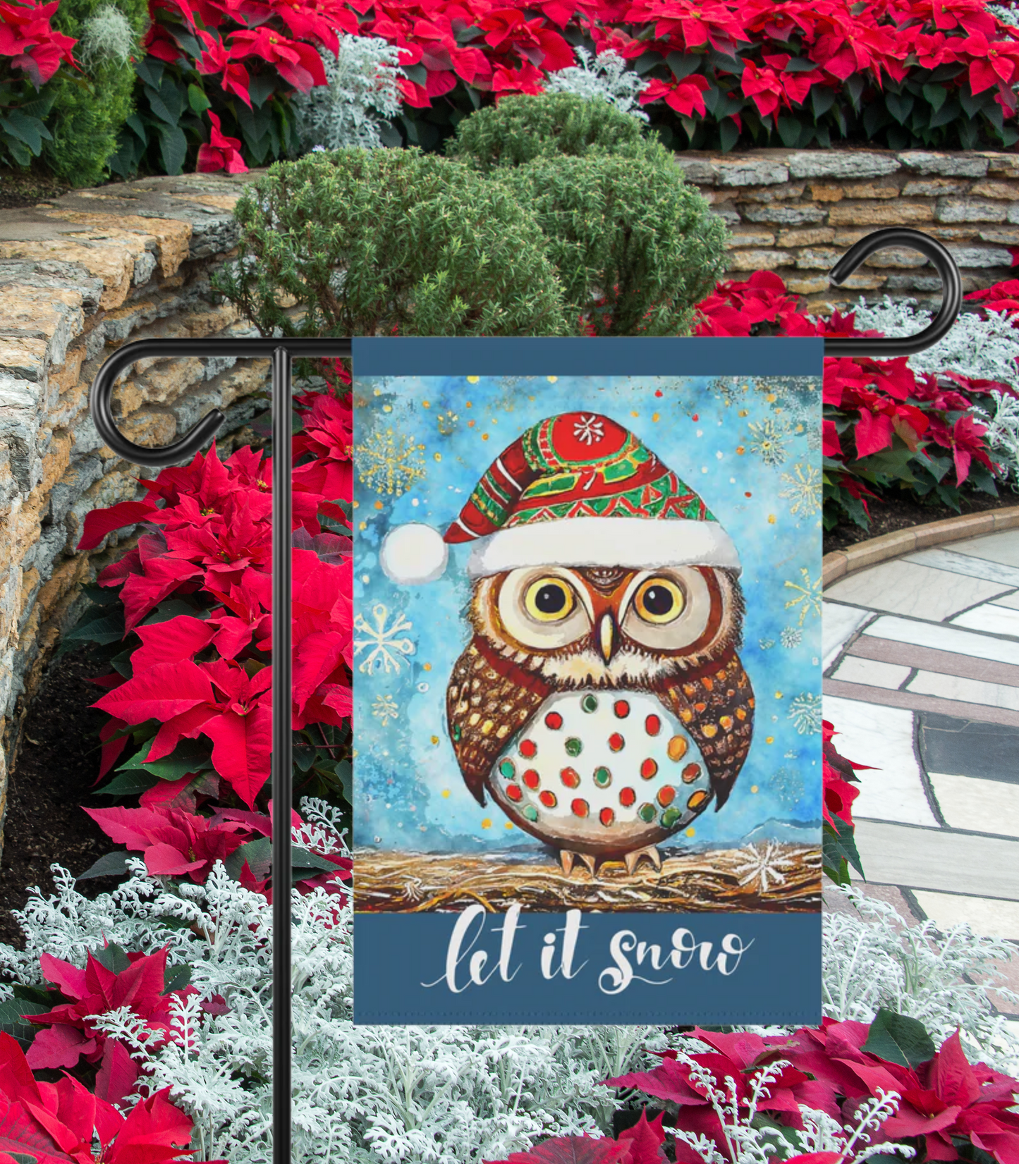 Let It Snow Owl 2-Sided Garden Banner