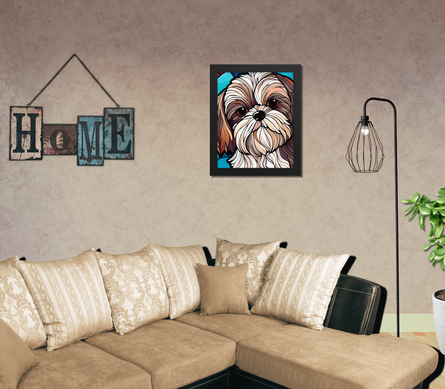 Shih Tzu Stained Glass Look Framed poster