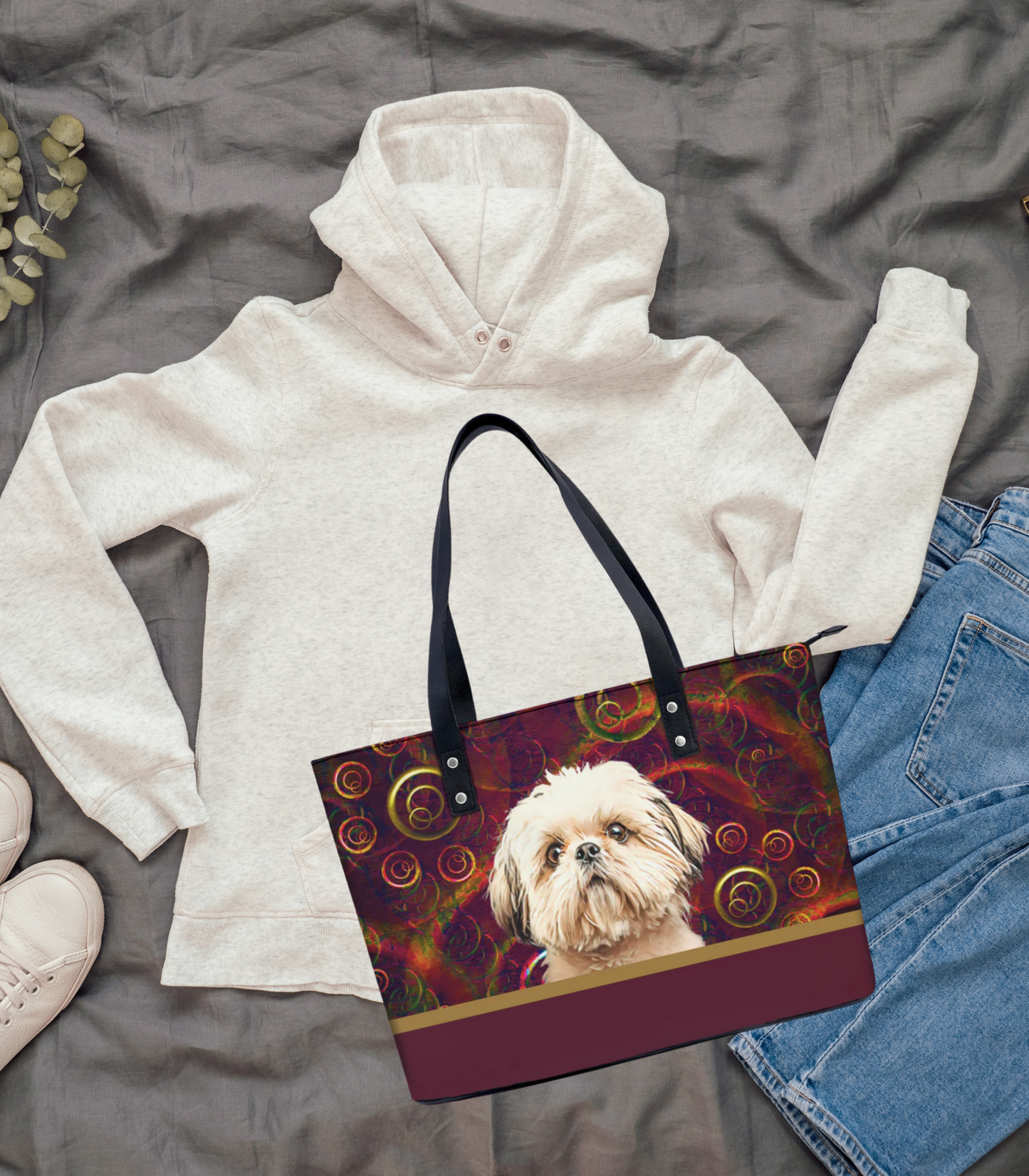 Shih Tzu PU Leather Handbag Tote