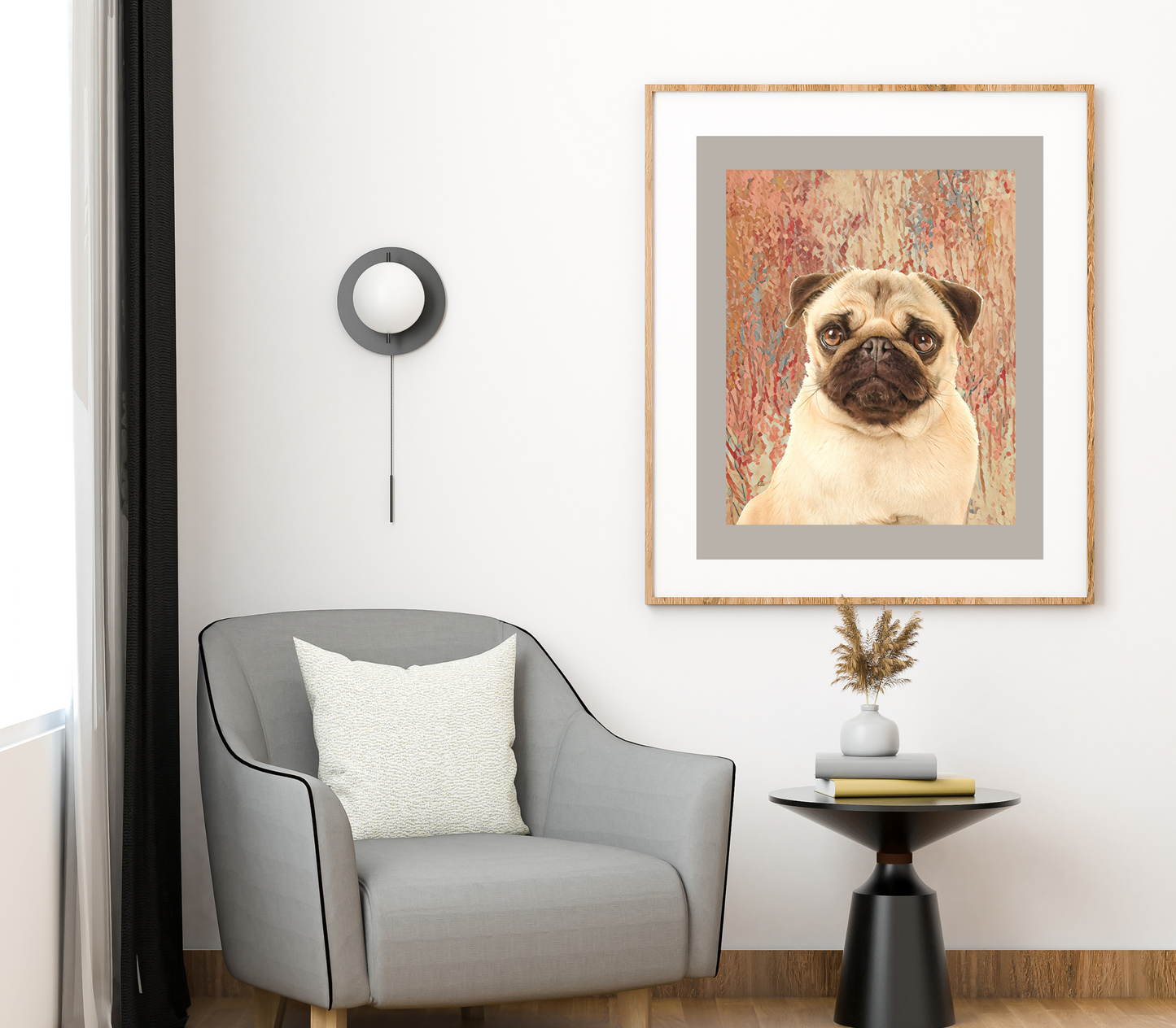 Mug Shot Blonde Pug Art Poster