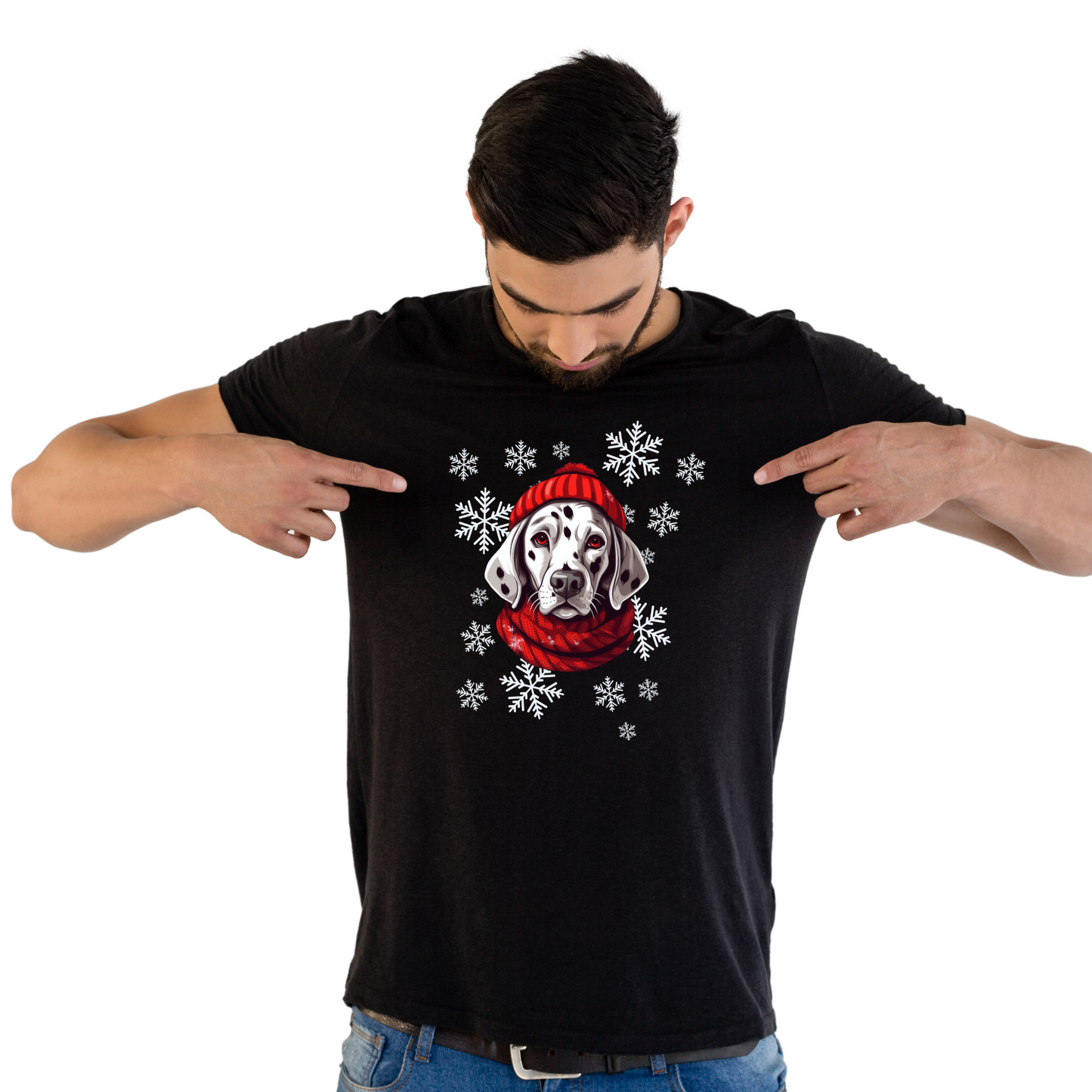 Dalmatian in Hat & Scarf Unisex Jersey Short Sleeve Tee