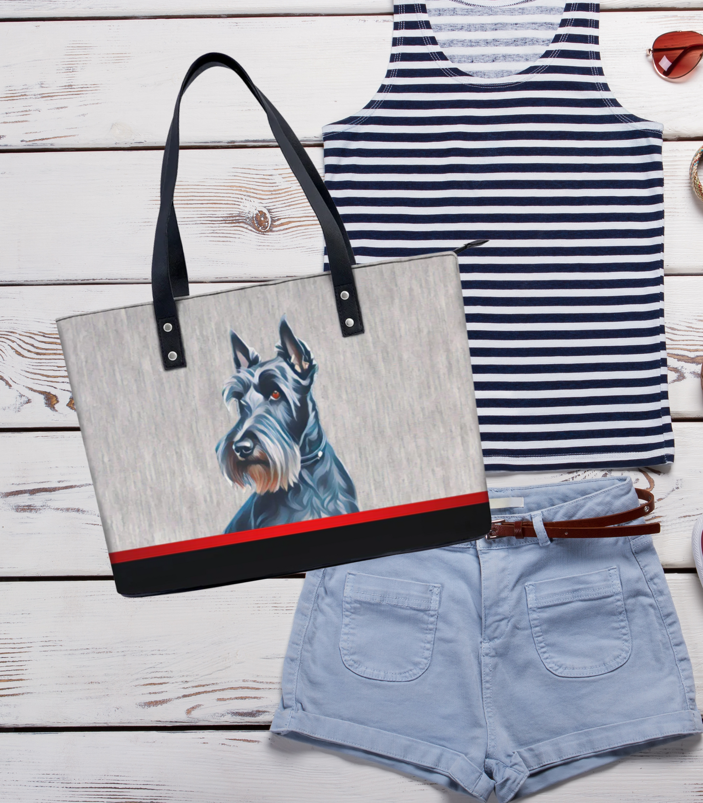 Scottish Terrier PU Leather Handbag Tote