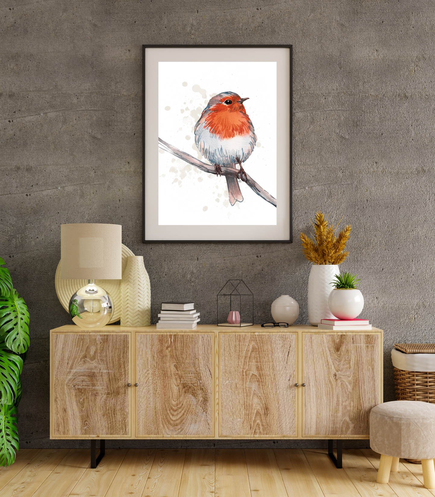 Watercolor Bird on Limb Poster