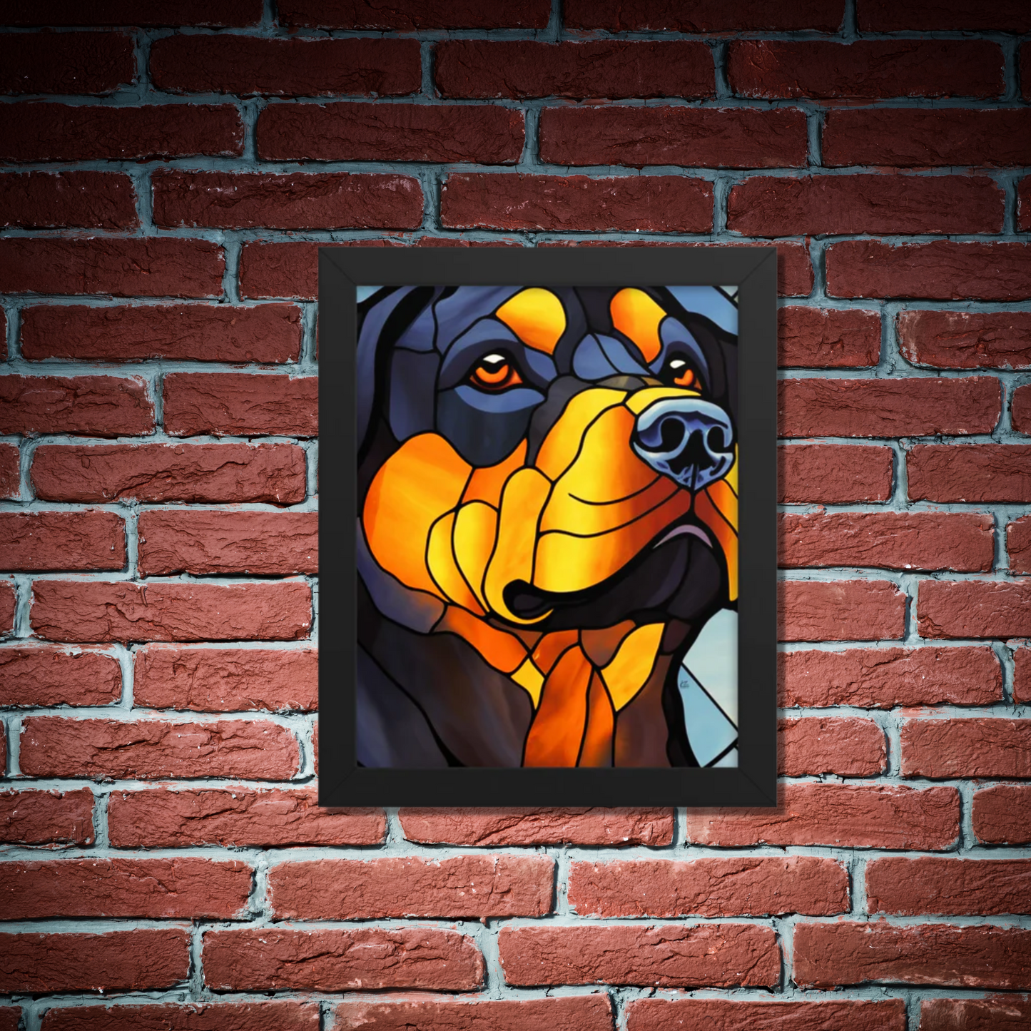 Rottweiler Stained Glass Look Framed poster