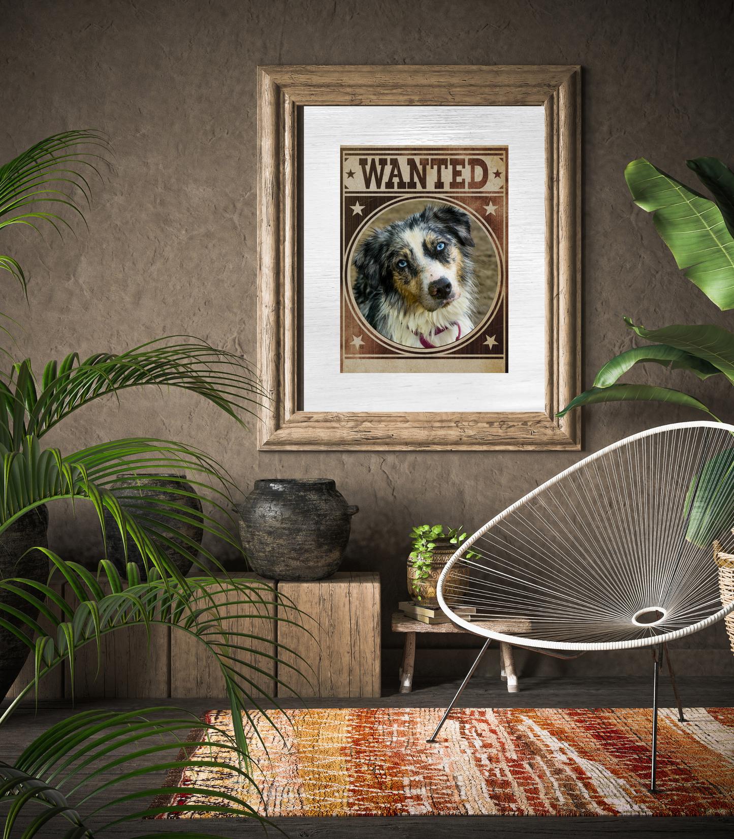 Australian Shepherd Mug Shot Wanted Poster