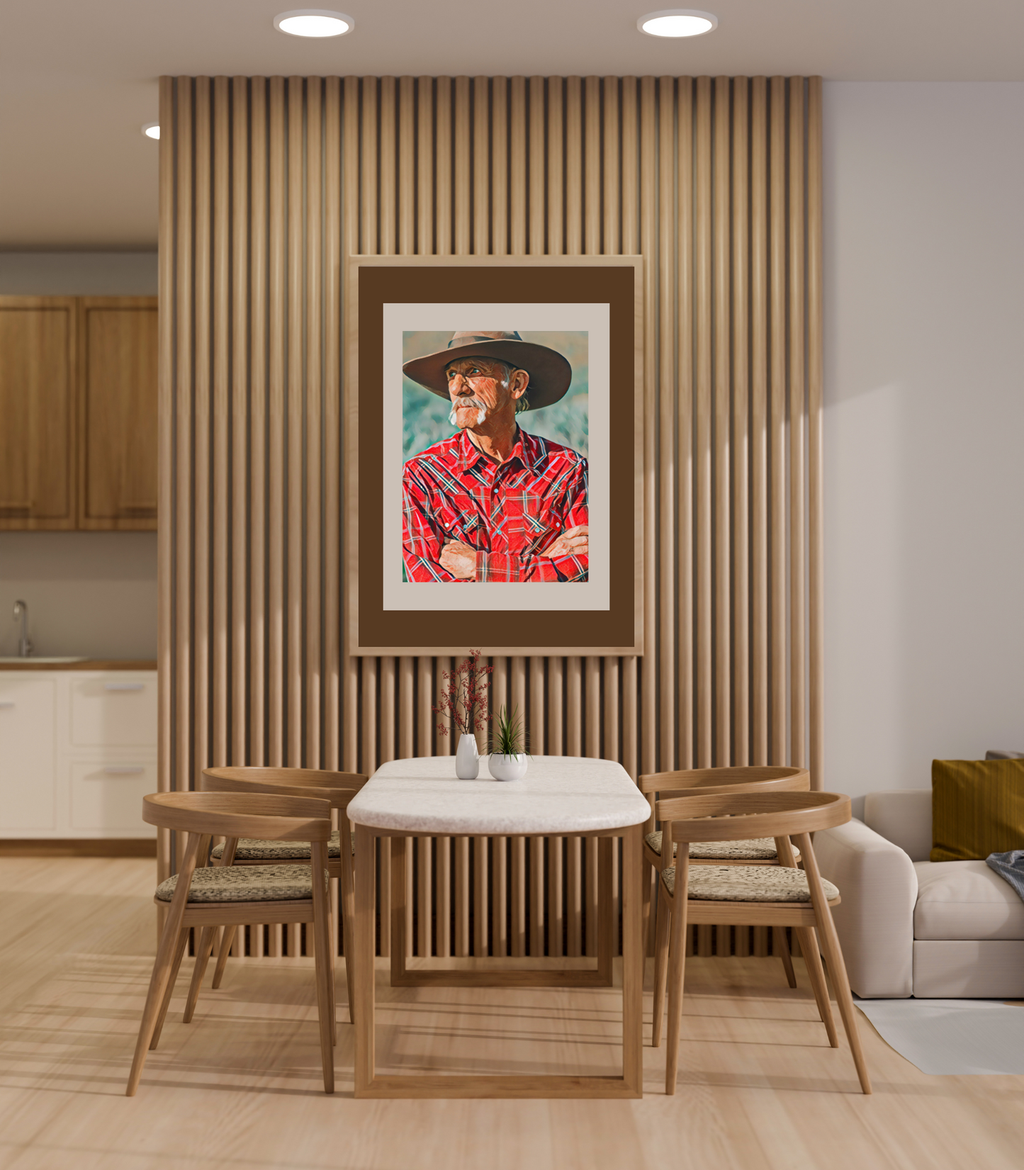 Dusty Senior Cowboy in Red Plaid Shirt Art Poster