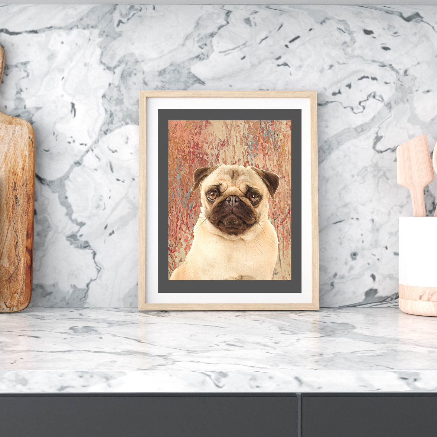 Mug Shot Blonde Pug Art Poster