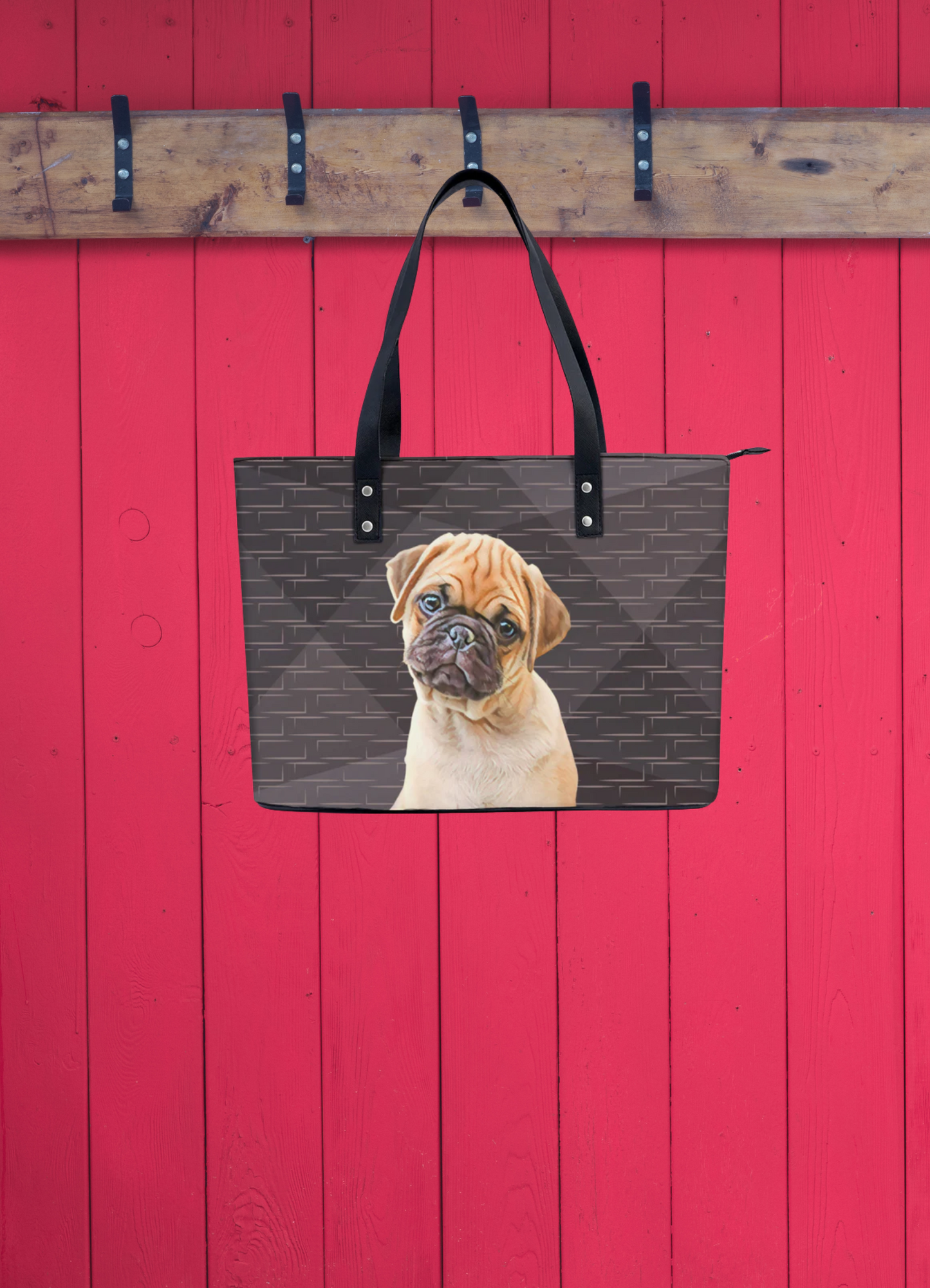 Pug  PU Leather Handbag Tote