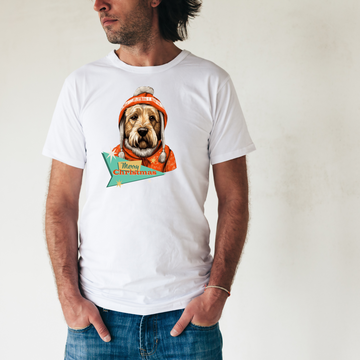 Soft Coated Wheaten Terrier Retro Merry Christmas Unisex Jersey Short Sleeve Tee