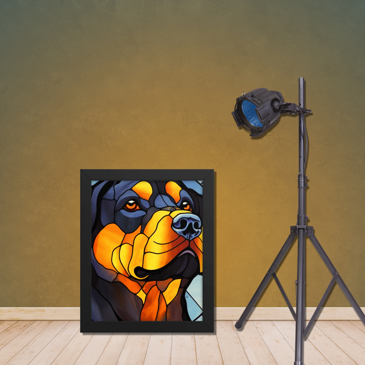 Rottweiler Stained Glass Look Framed poster