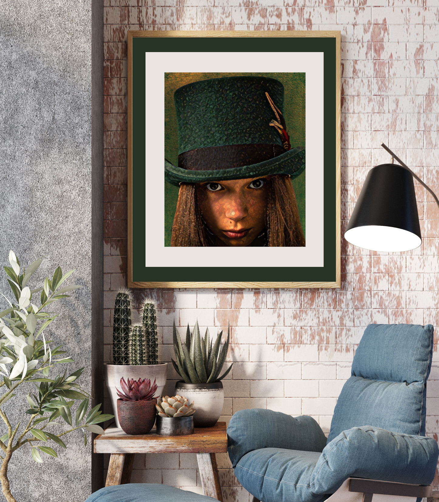 Maeve Girl in Green Top Hat Art Poster