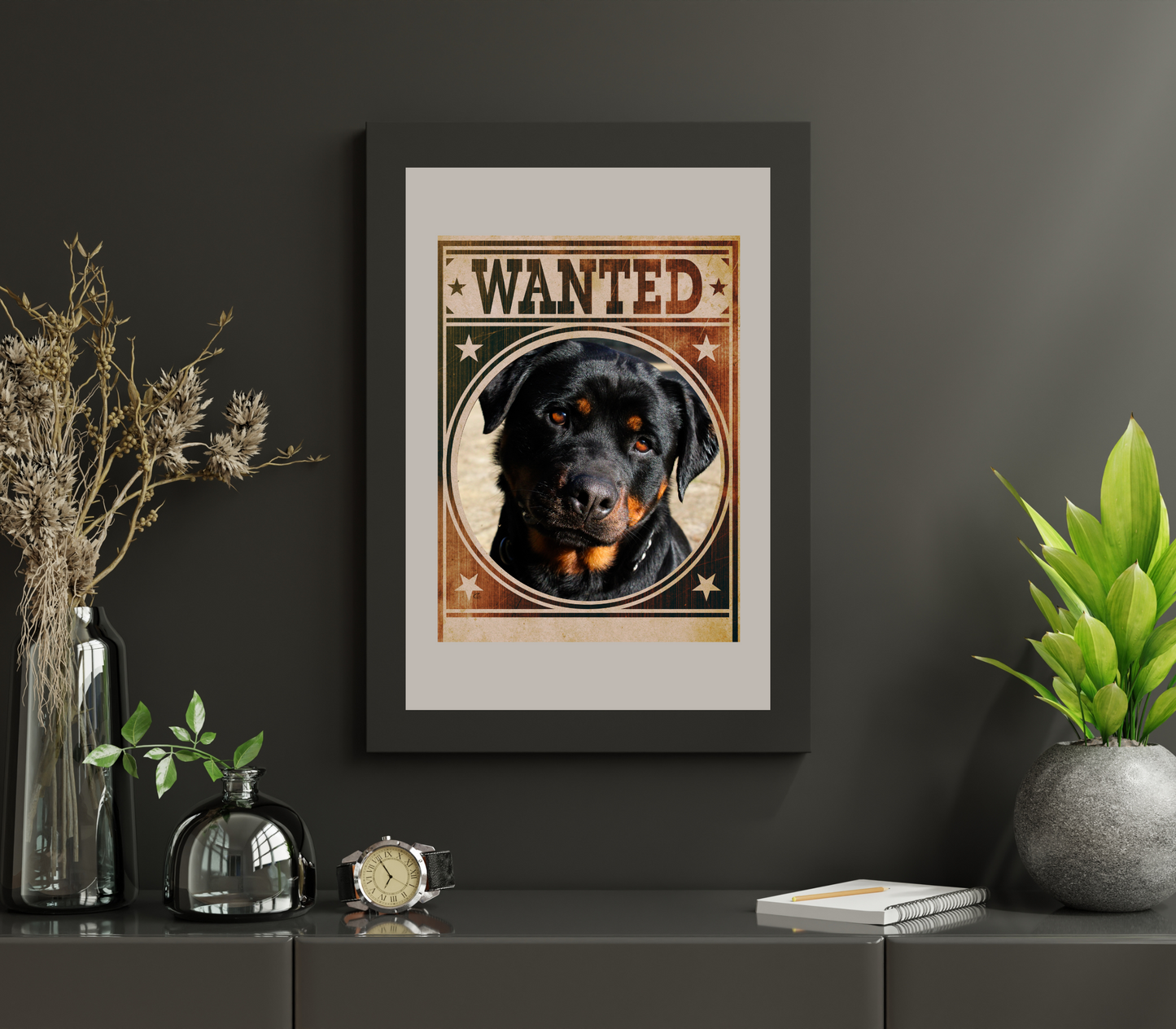 Rottweiler Mug Shot Wanted Poster