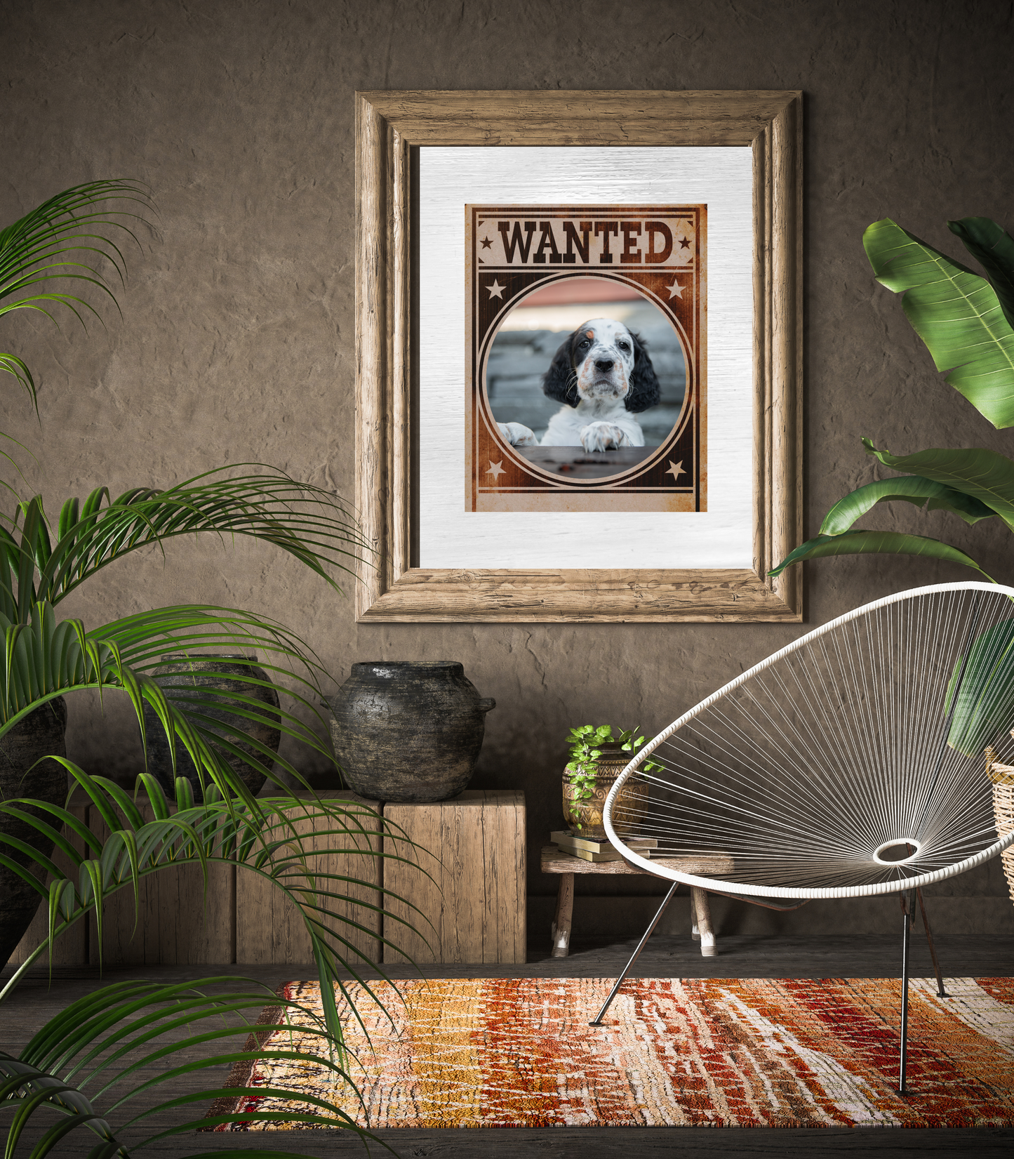 English Setter Mug Shot Wanted Poster