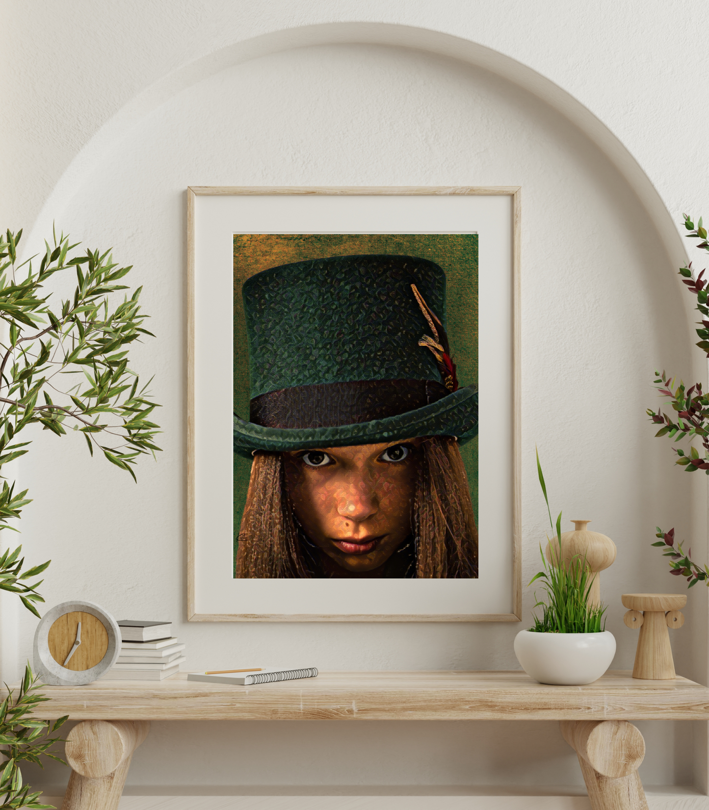 Maeve Girl in Green Top Hat Art Poster