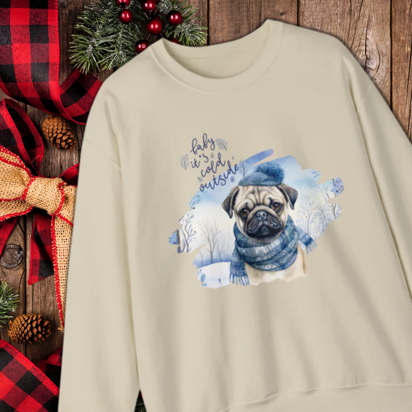 Pug It's Cold Outside Unisex Heavy Blend™ Crewneck Sweatshirt