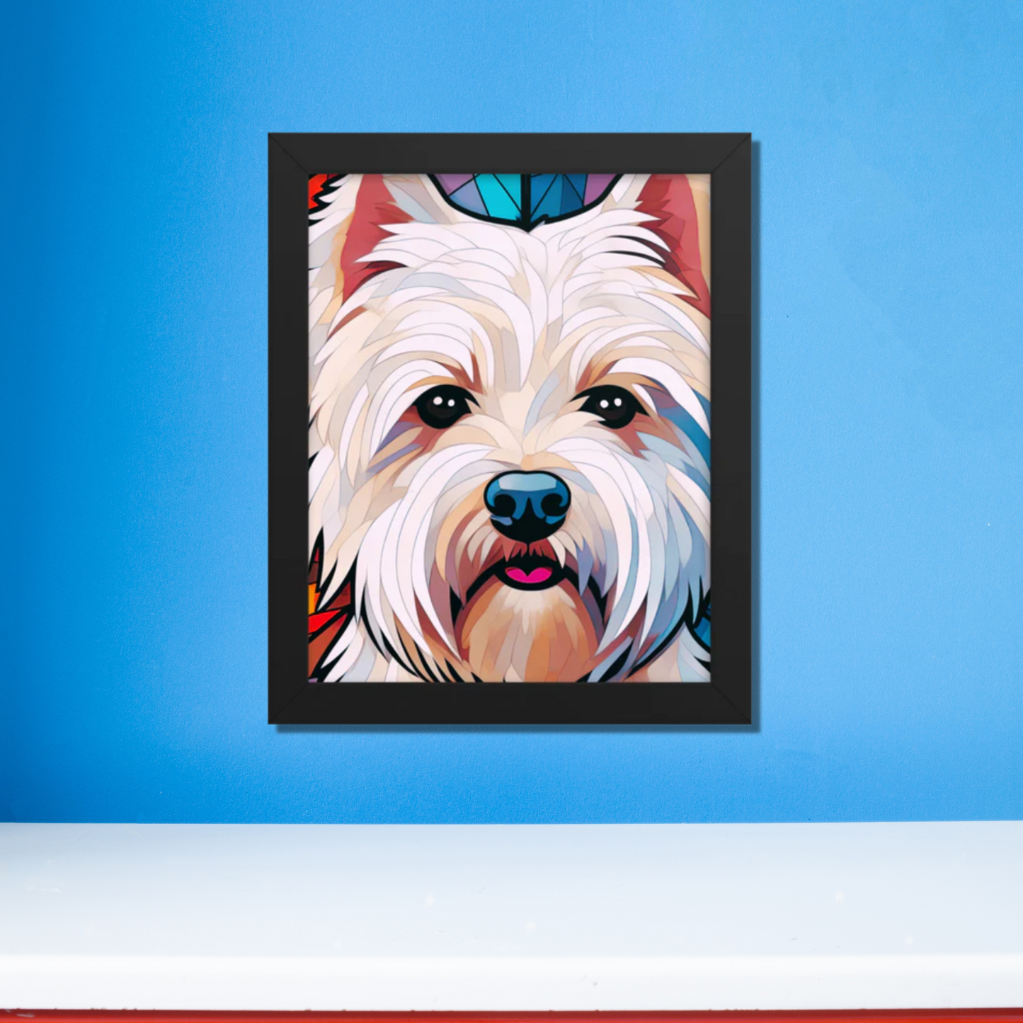 West Highland Terrier Stained Glass Look Westie Framed poster