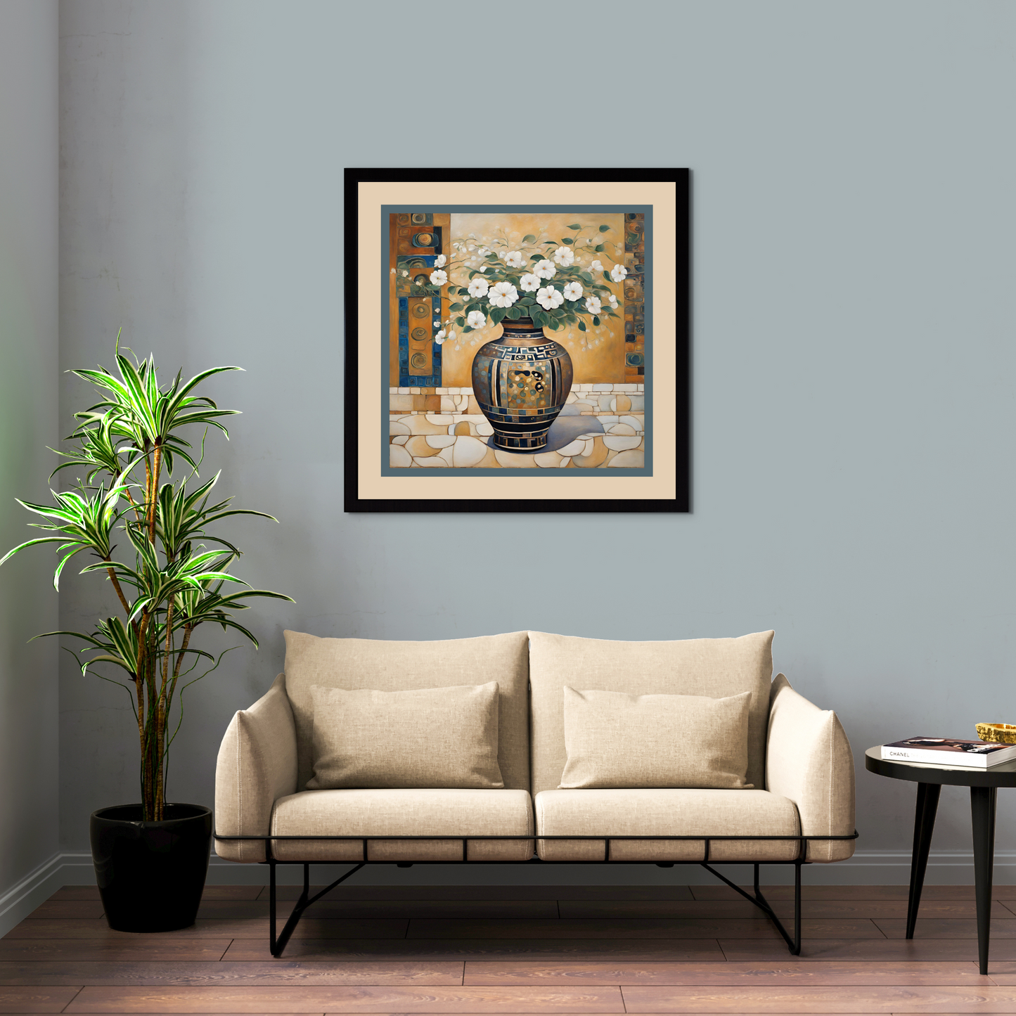 Single Vase with White Flowers Poster