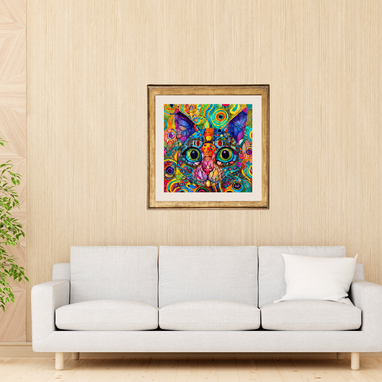 Fancy Boho Abstract Maximalist Colorful Cat Poster