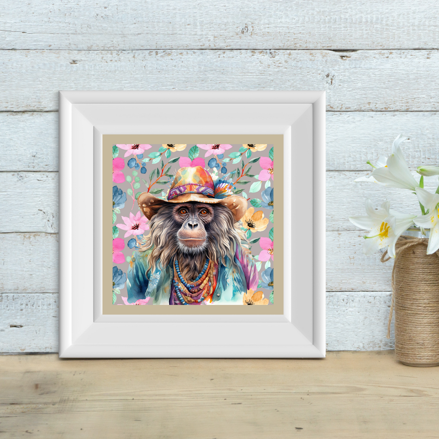 Jannis Boho Ape in Hat Poster