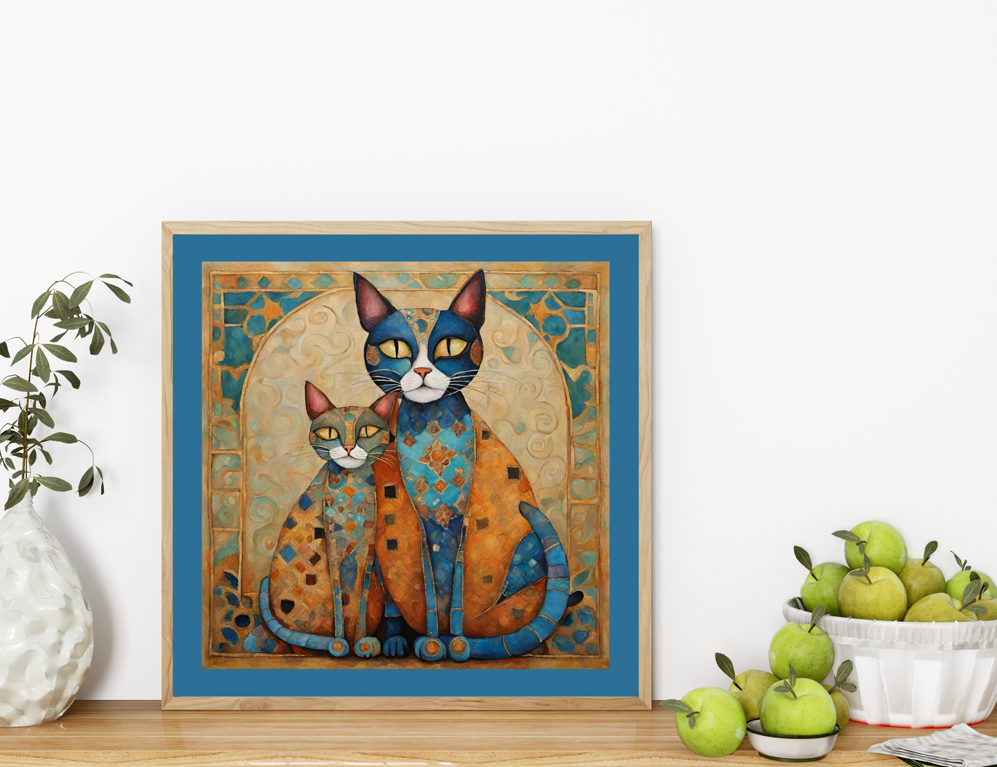 Cats in Turquoise Poster