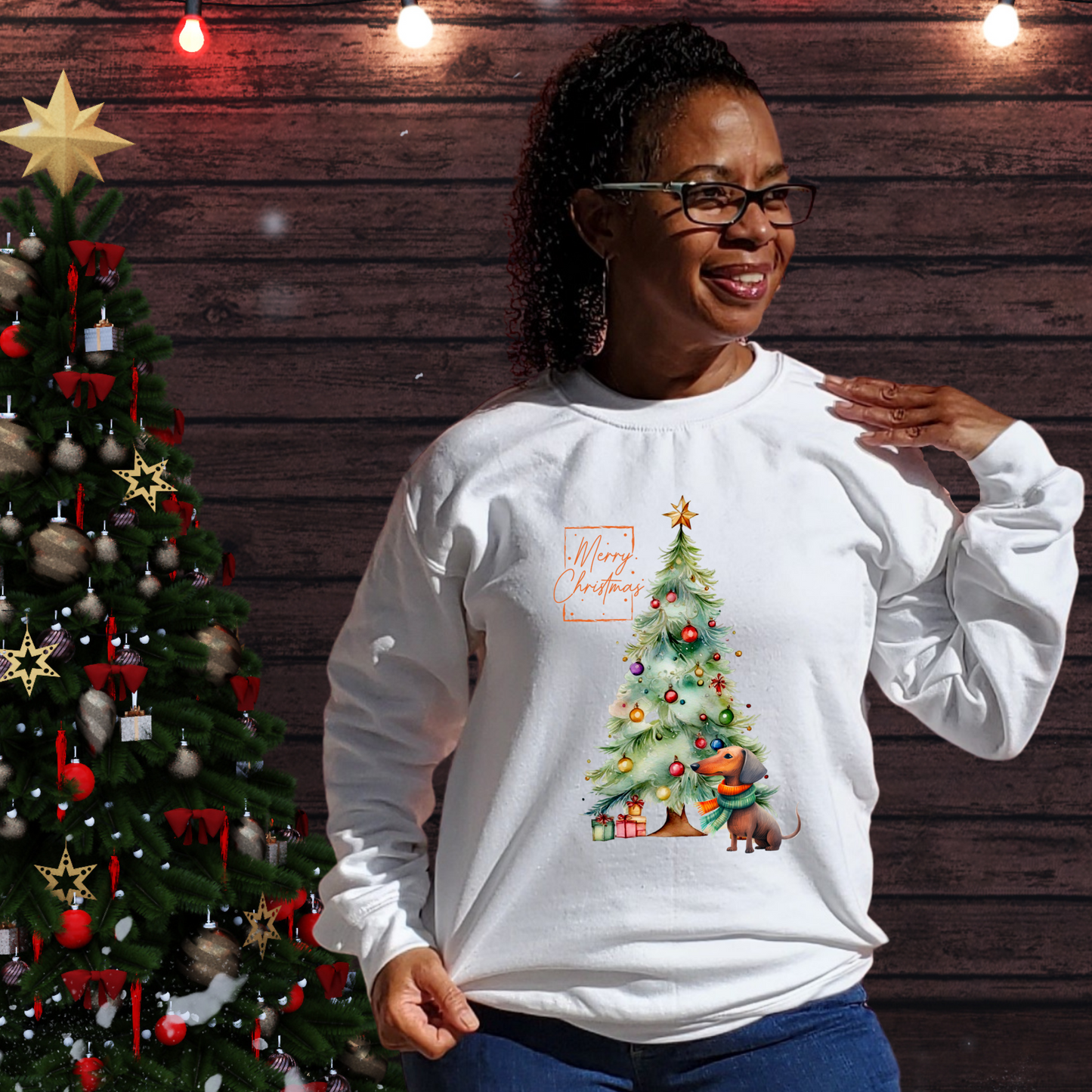 Merry Christmas Dachshund Unisex Heavy Blend™ Crewneck Sweatshirt