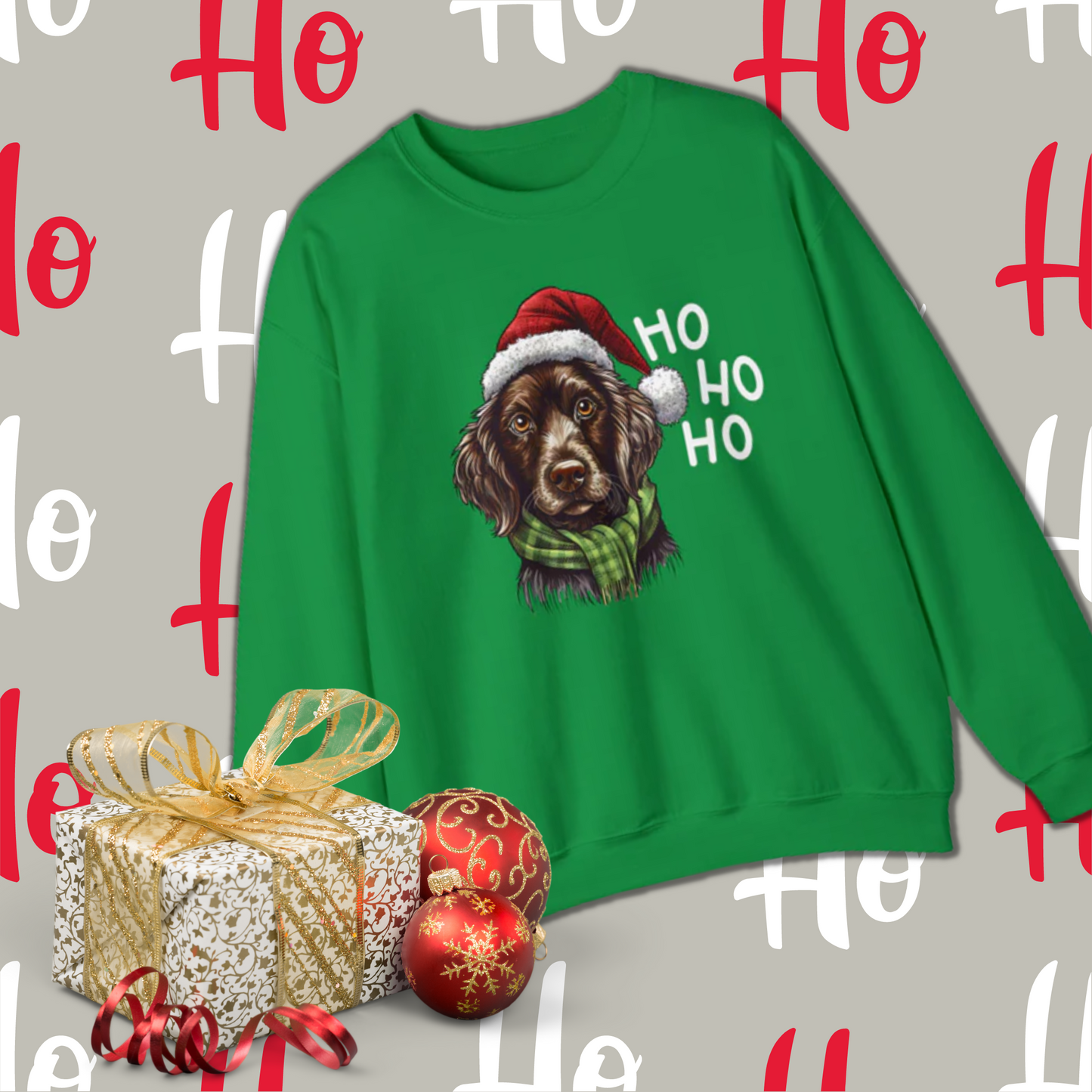 Ho Ho Ho Ready For Christmas Cute Dog Unisex Heavy Blend™ Crewneck Sweatshirt