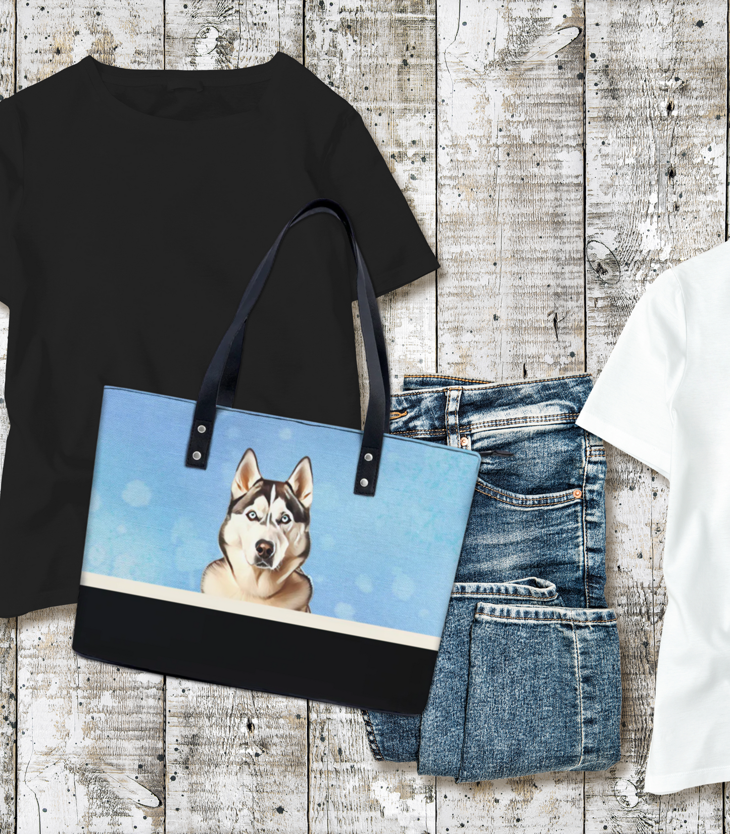 Siberian Husky PU Leather Handbag Tote