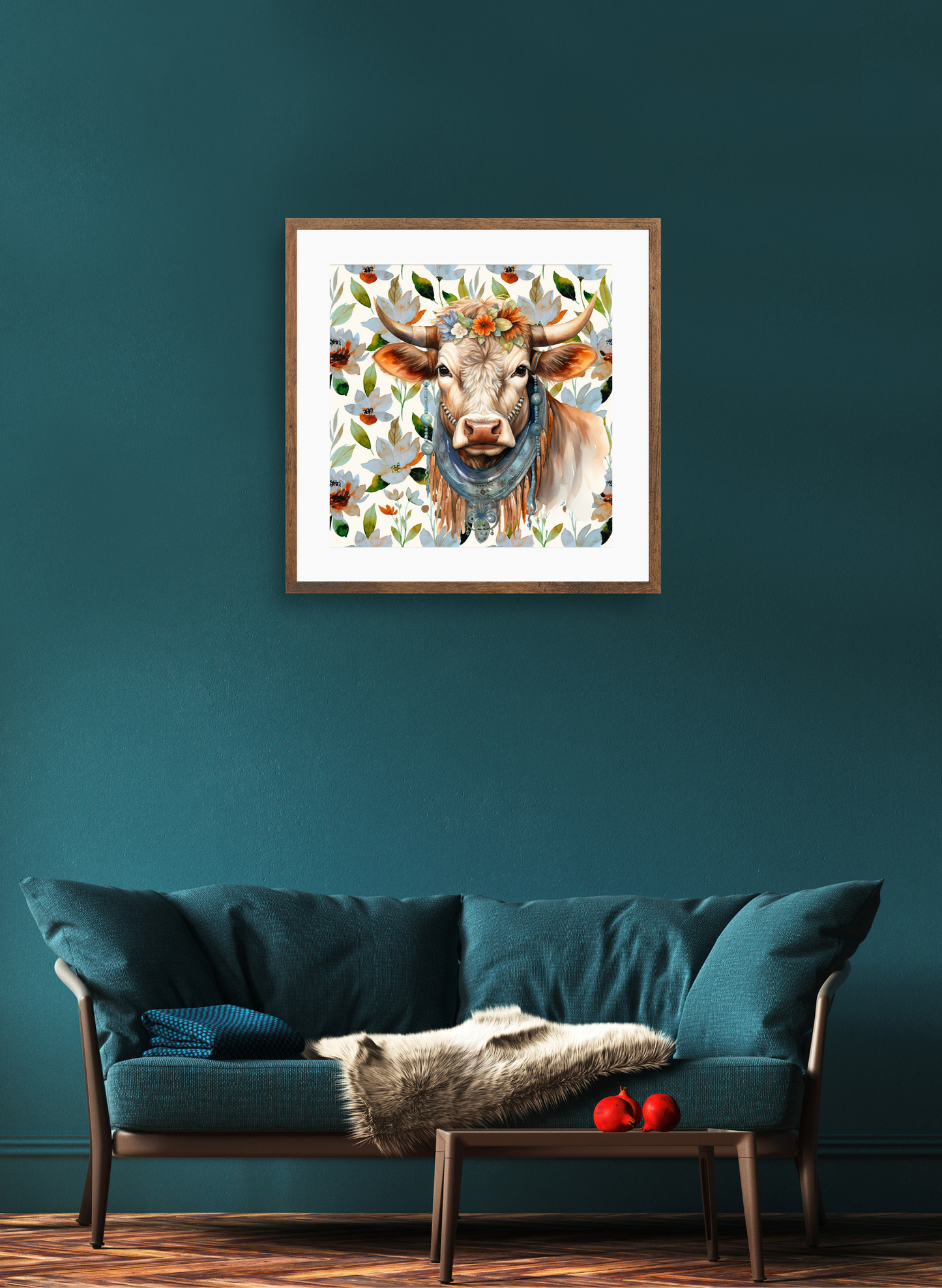 Jessa Bohemian Cow Art Poster