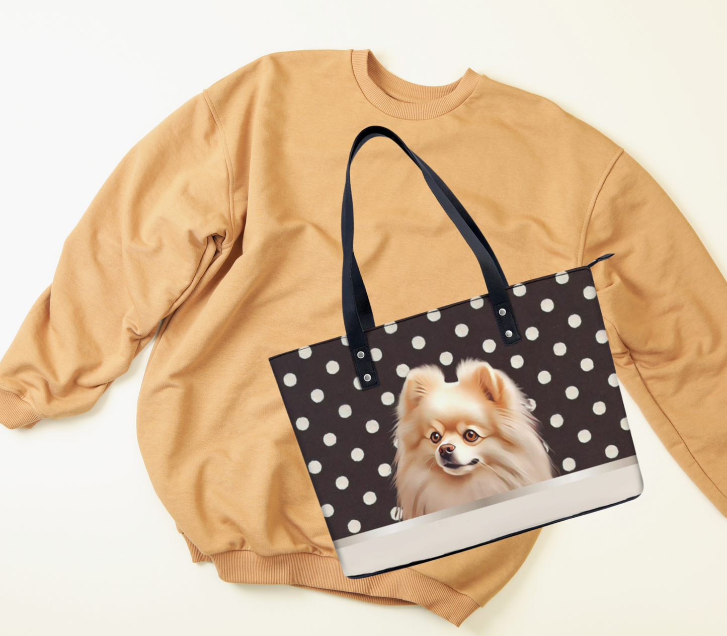 Pomeranian PU Leather Handbag Tote