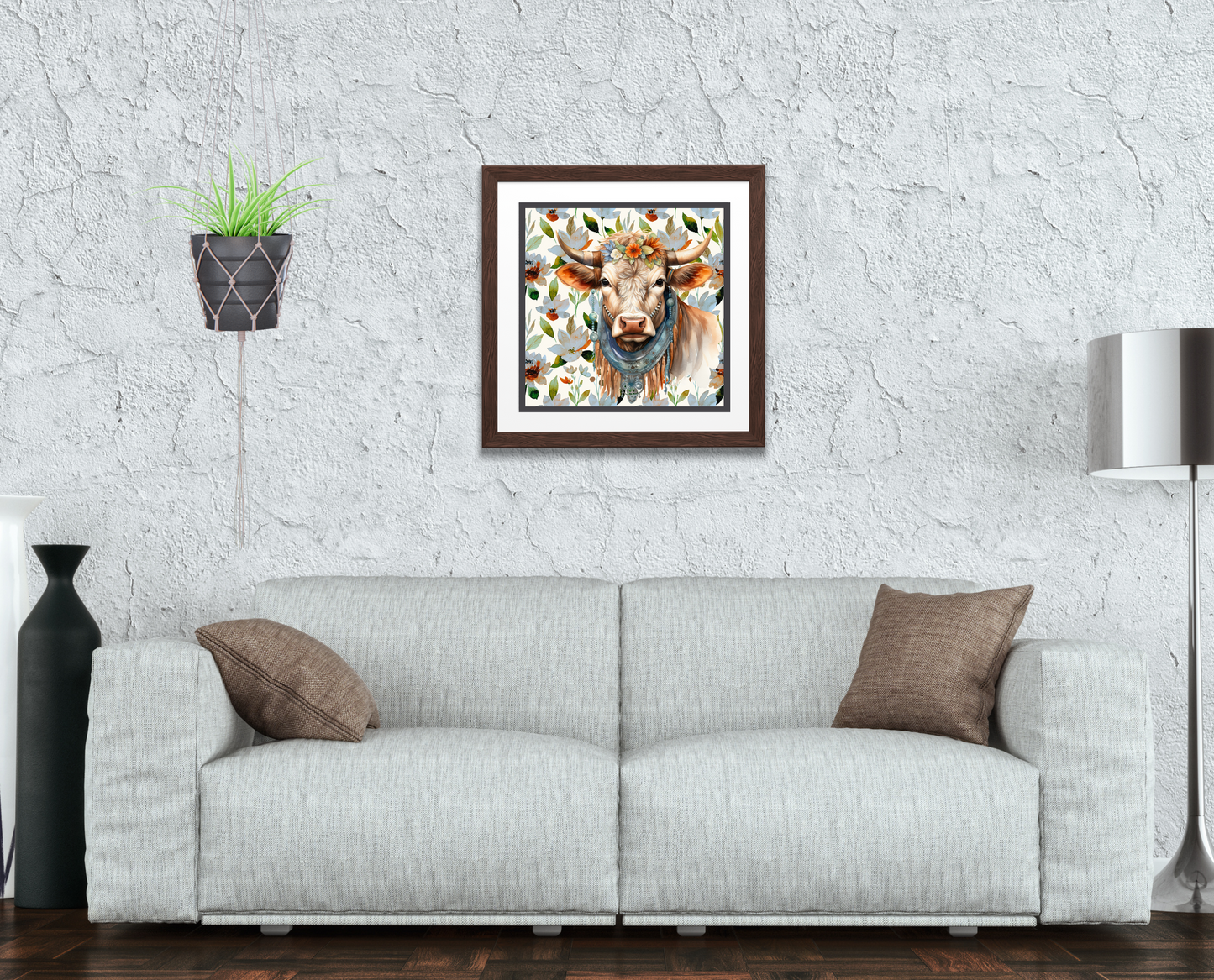 Jessa Bohemian Cow Art Poster