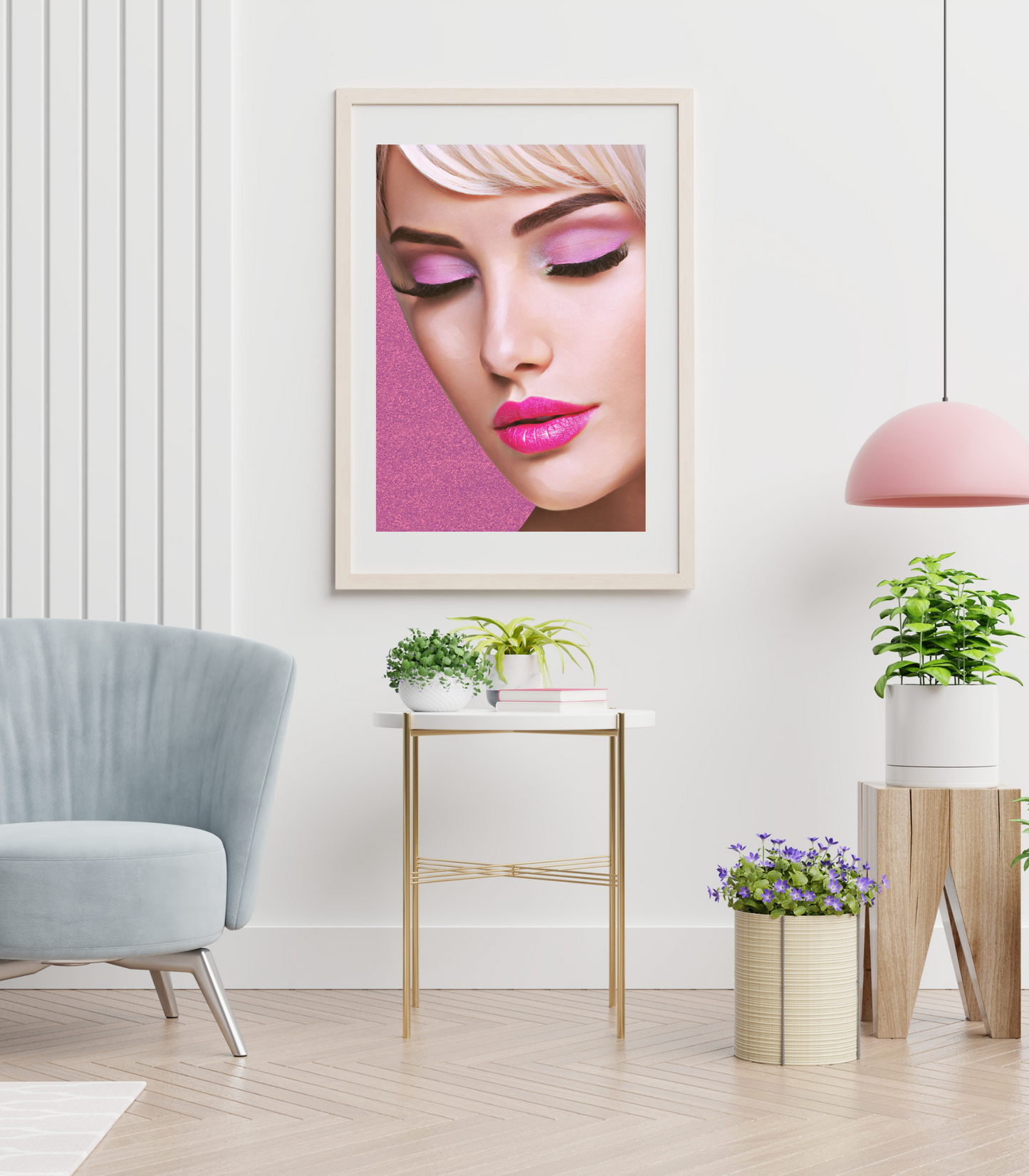 Kimber Blonde Woman with Pink Eye Shadow & Lipstick Art Poster