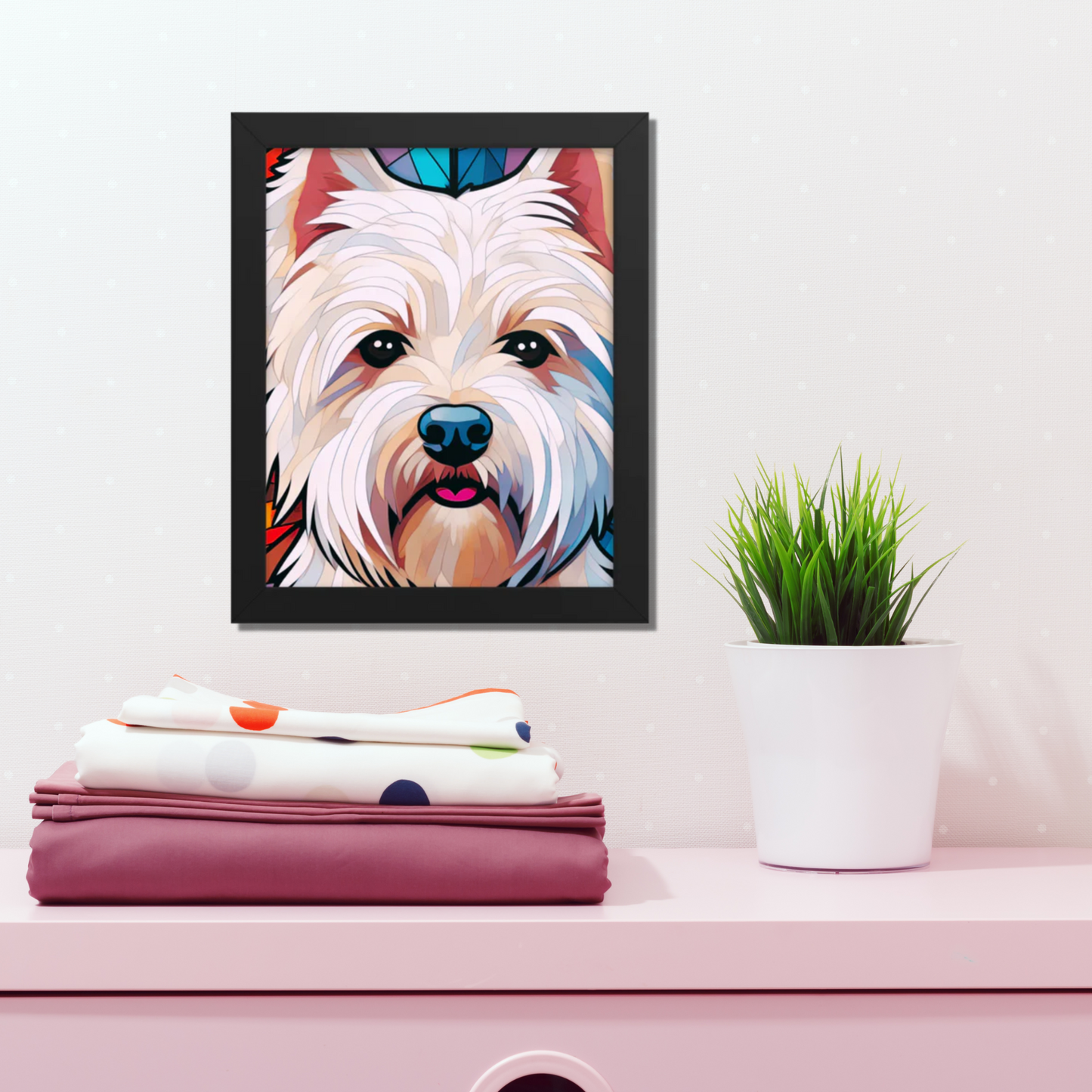 West Highland Terrier Stained Glass Look Westie Framed poster