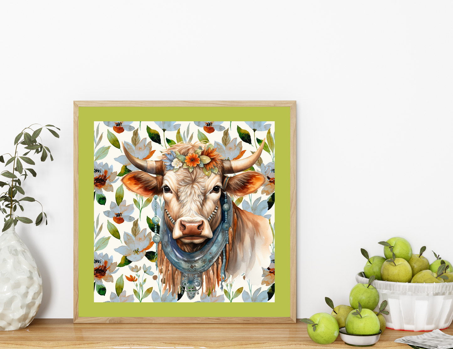 Jessa Bohemian Cow Art Poster