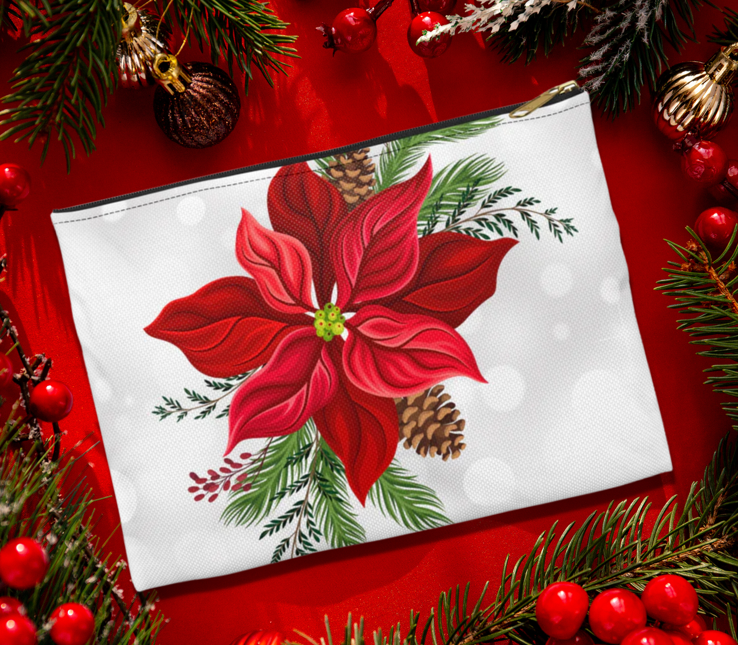 Big Poinsettia Accessory Pouch